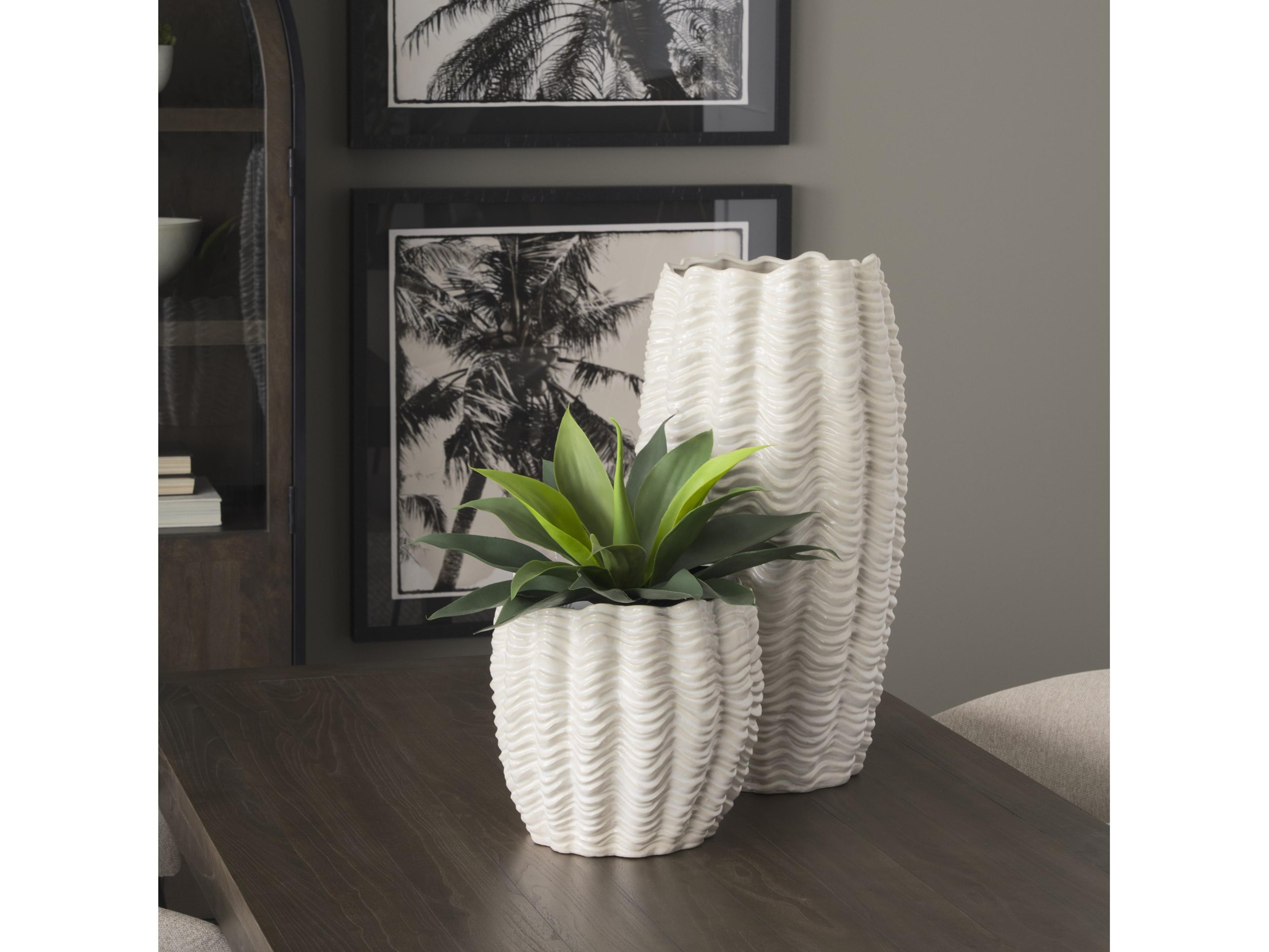 Mercana Velia Tall Seashell Sculptural Cream Glazed Ceramic Vase