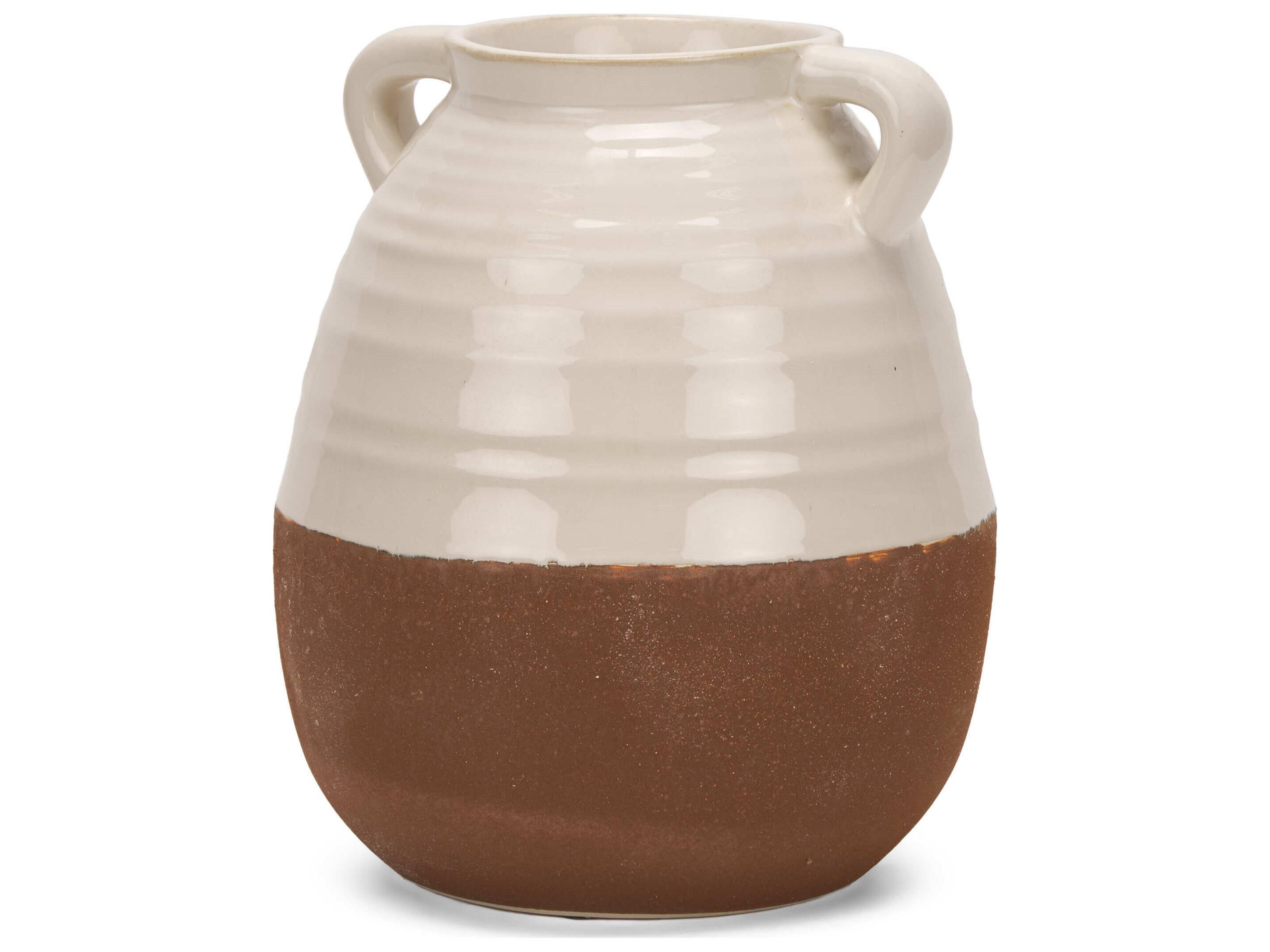 Tryna Large Beige w/ Matte Brown Ceramic Vase