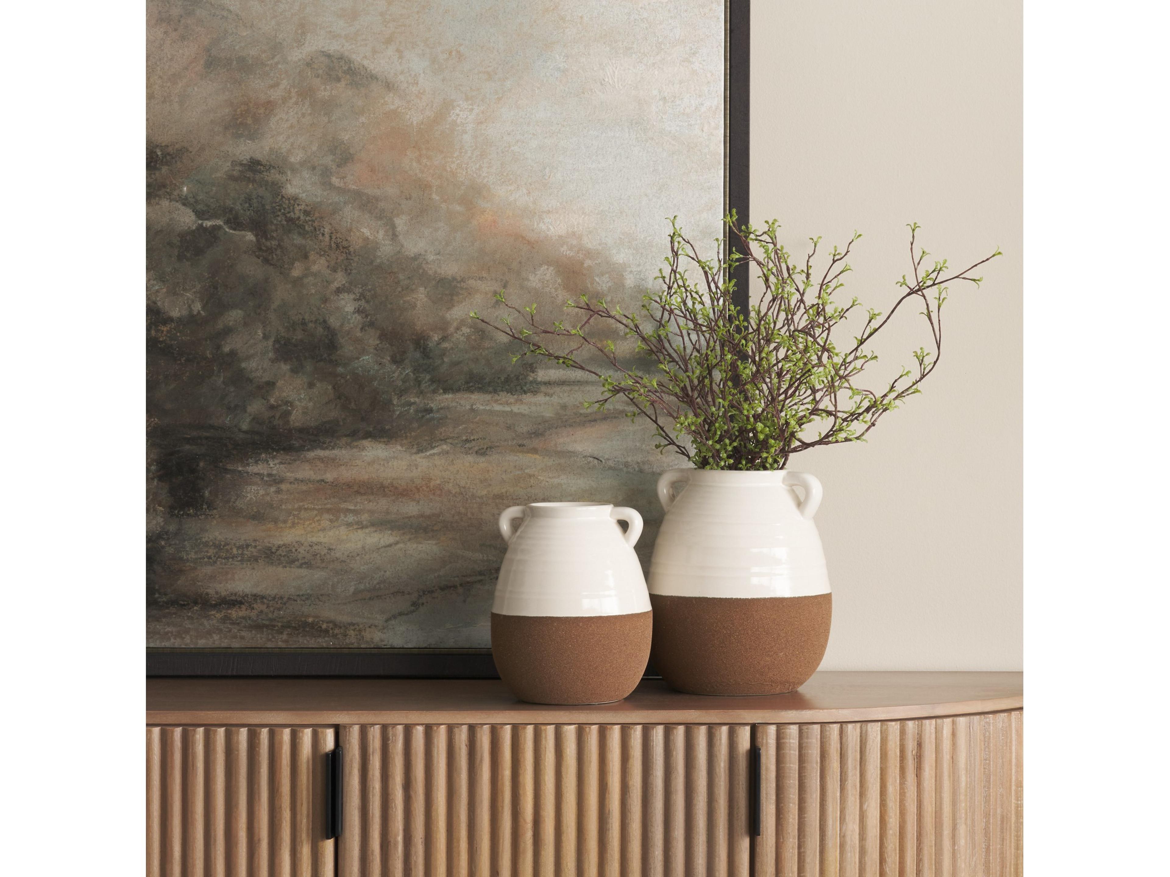 Mercana Tryna Large Beige w/ Matte Brown Ceramic Vase