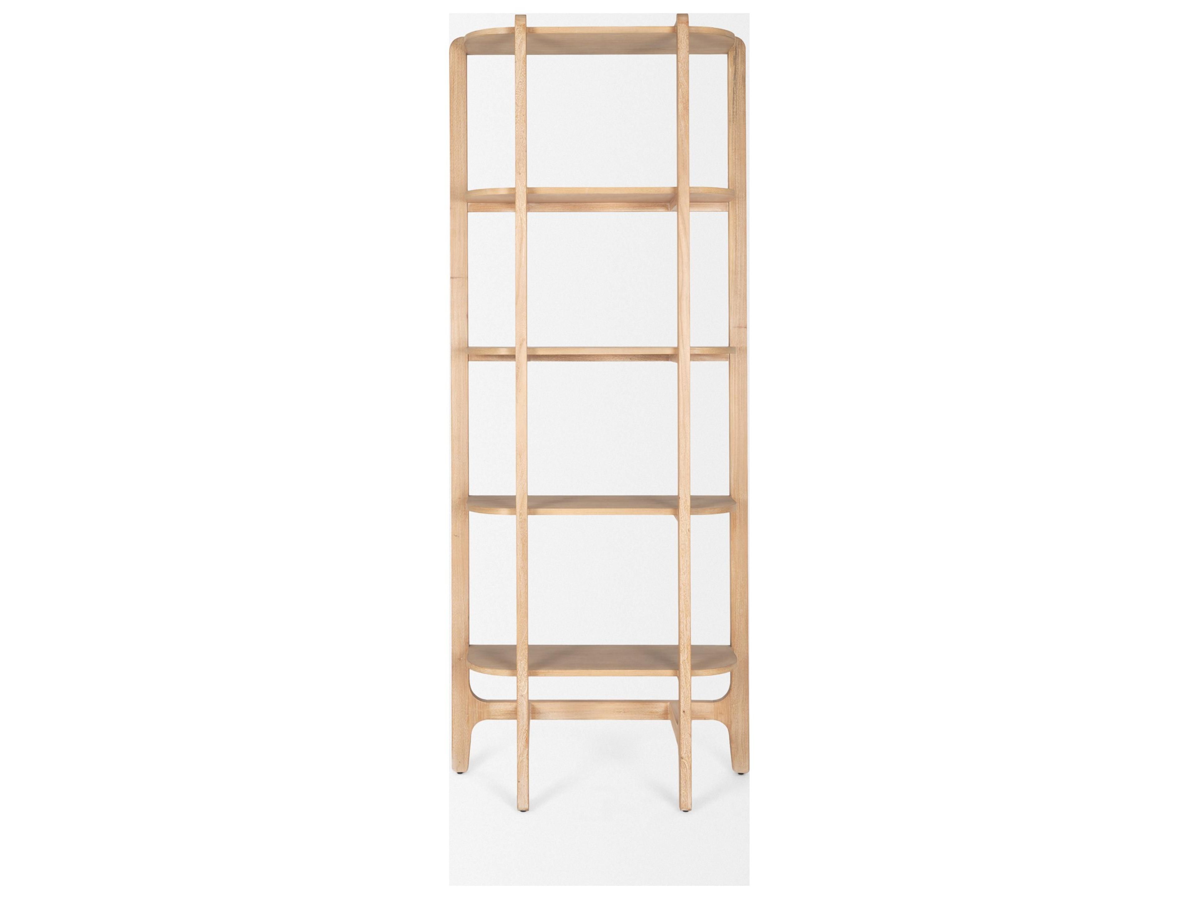 Mercana Taylin Light Brown Solid Wood Open Bookshelf