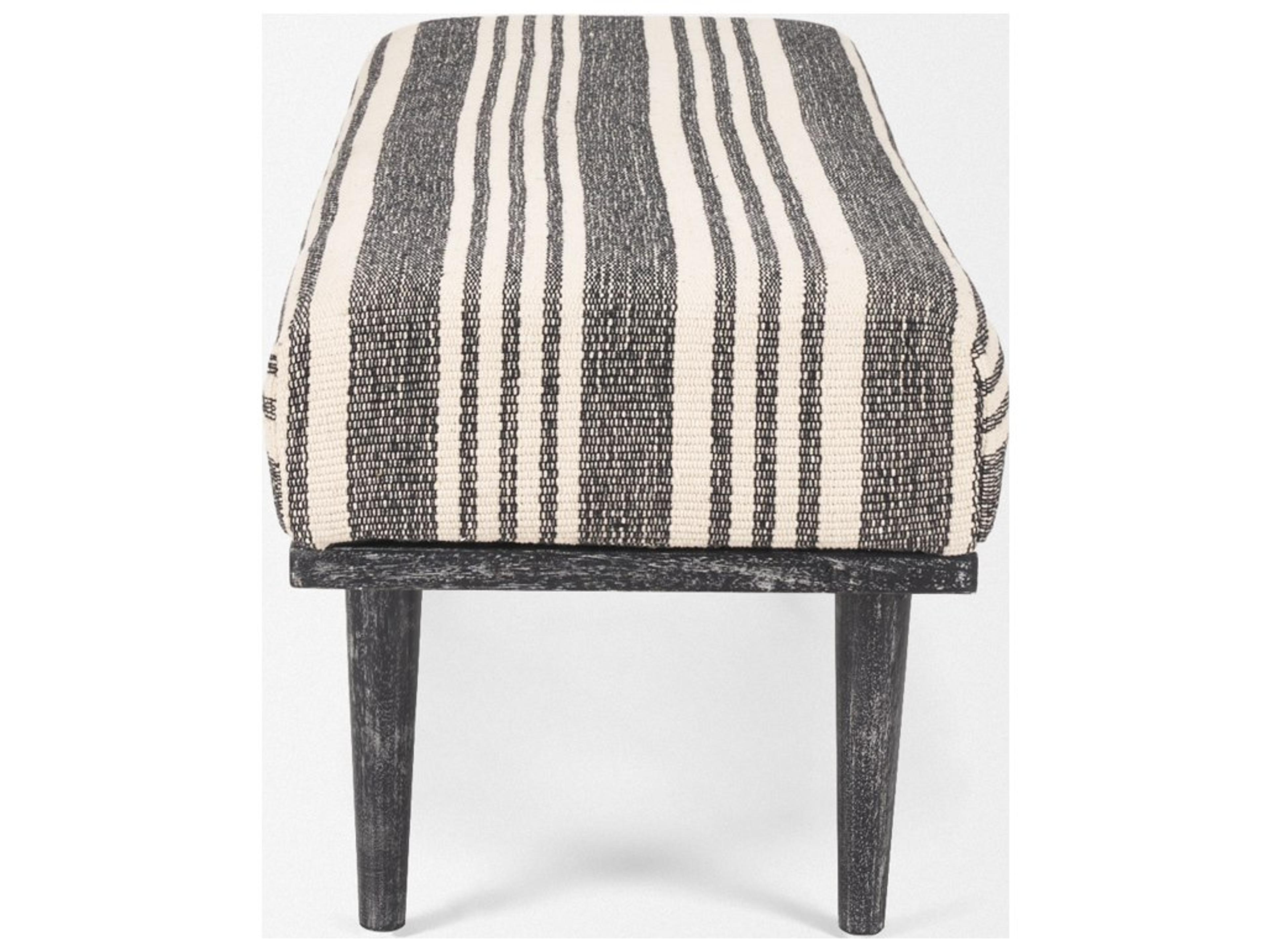 Mercana Shae Black Wood w/ Black and Cream Upholstered Bench
