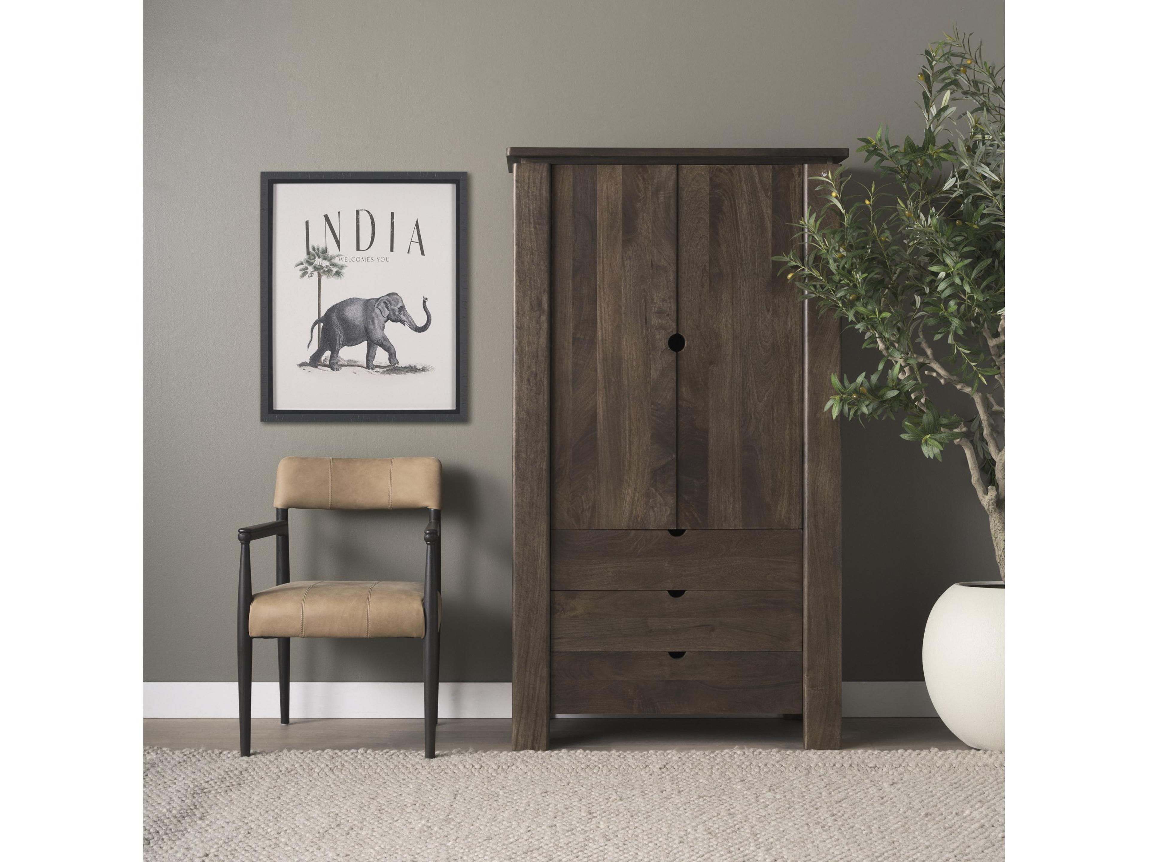 Mercana Wallen Solid Dark Brown Wood Curio Cabinet