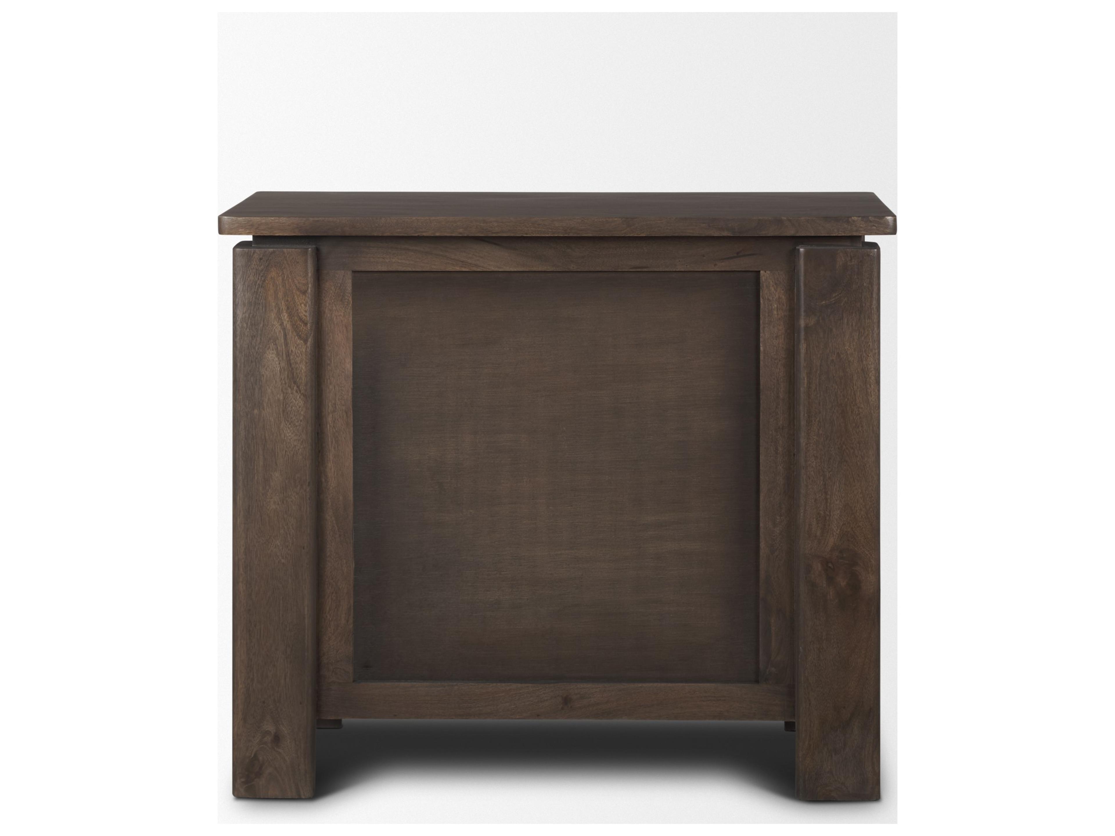 Mercana Wallen Solid Dark Brown Wood 3 Drawer Accent Cabinet