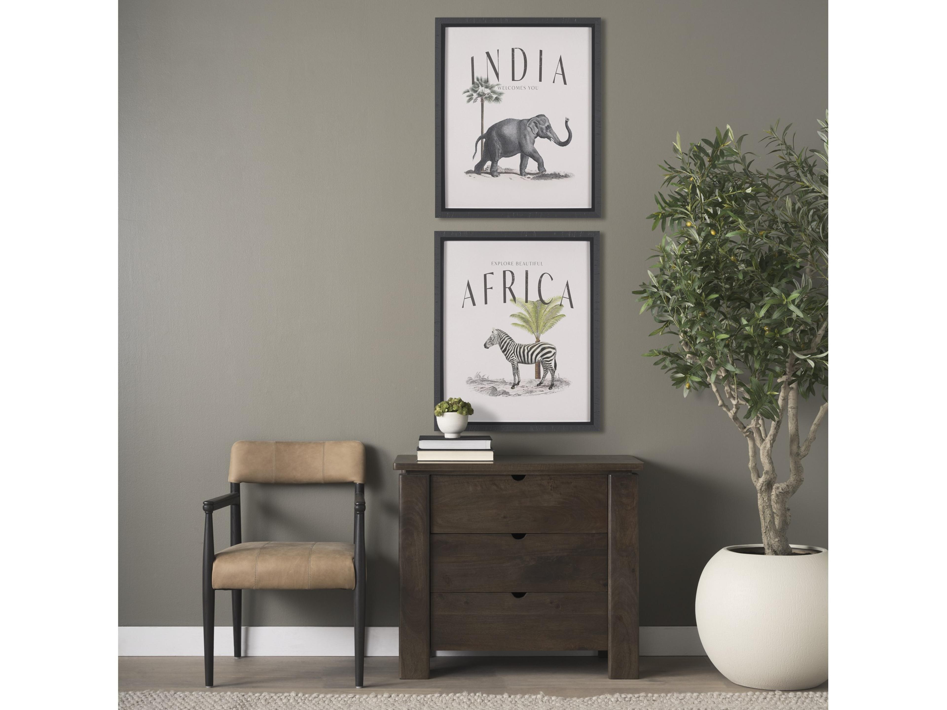 Mercana Wallen Solid Dark Brown Wood 3 Drawer Accent Cabinet