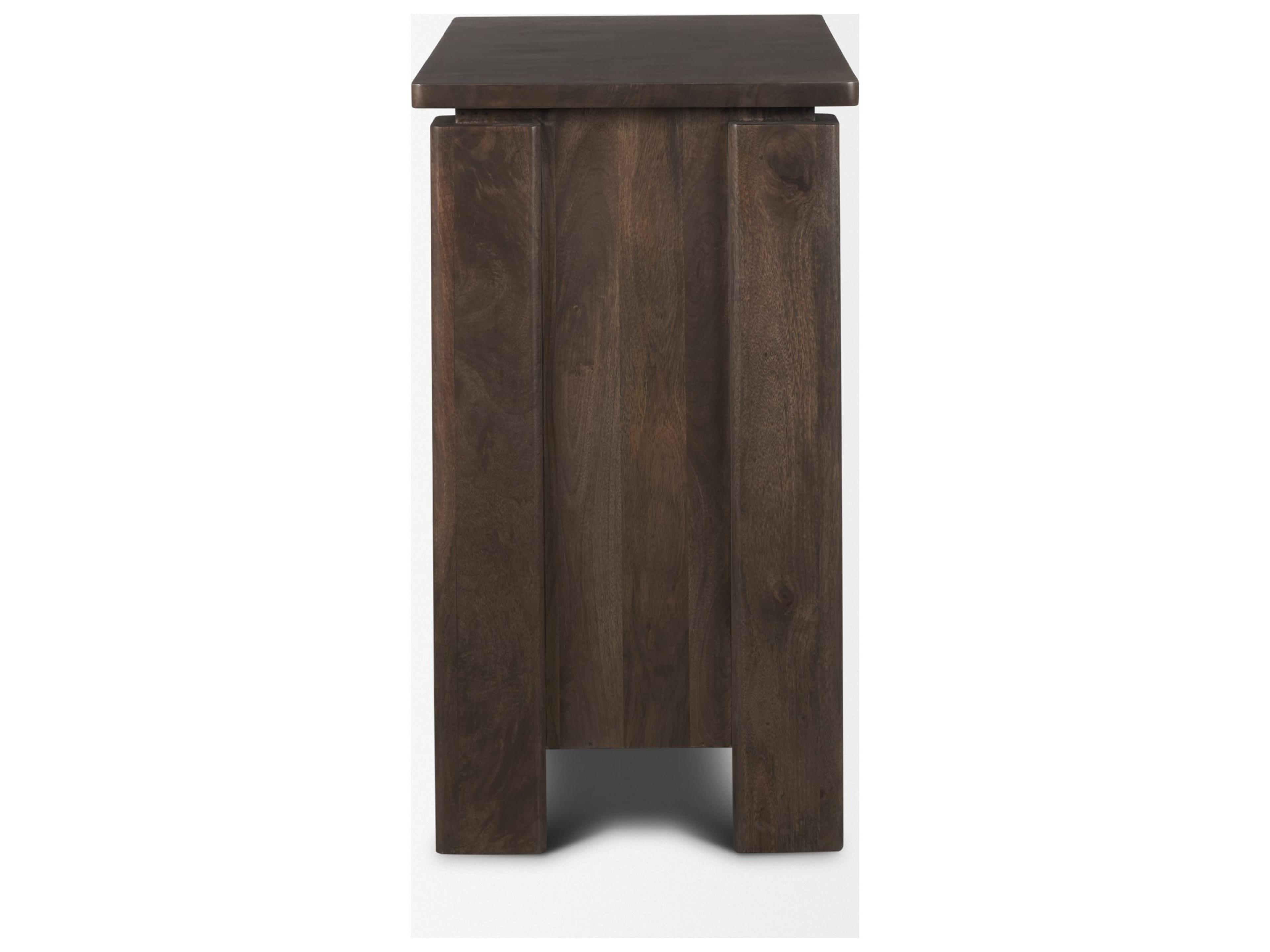 Mercana Wallen Solid Dark Brown Wood 3 Drawer Accent Cabinet