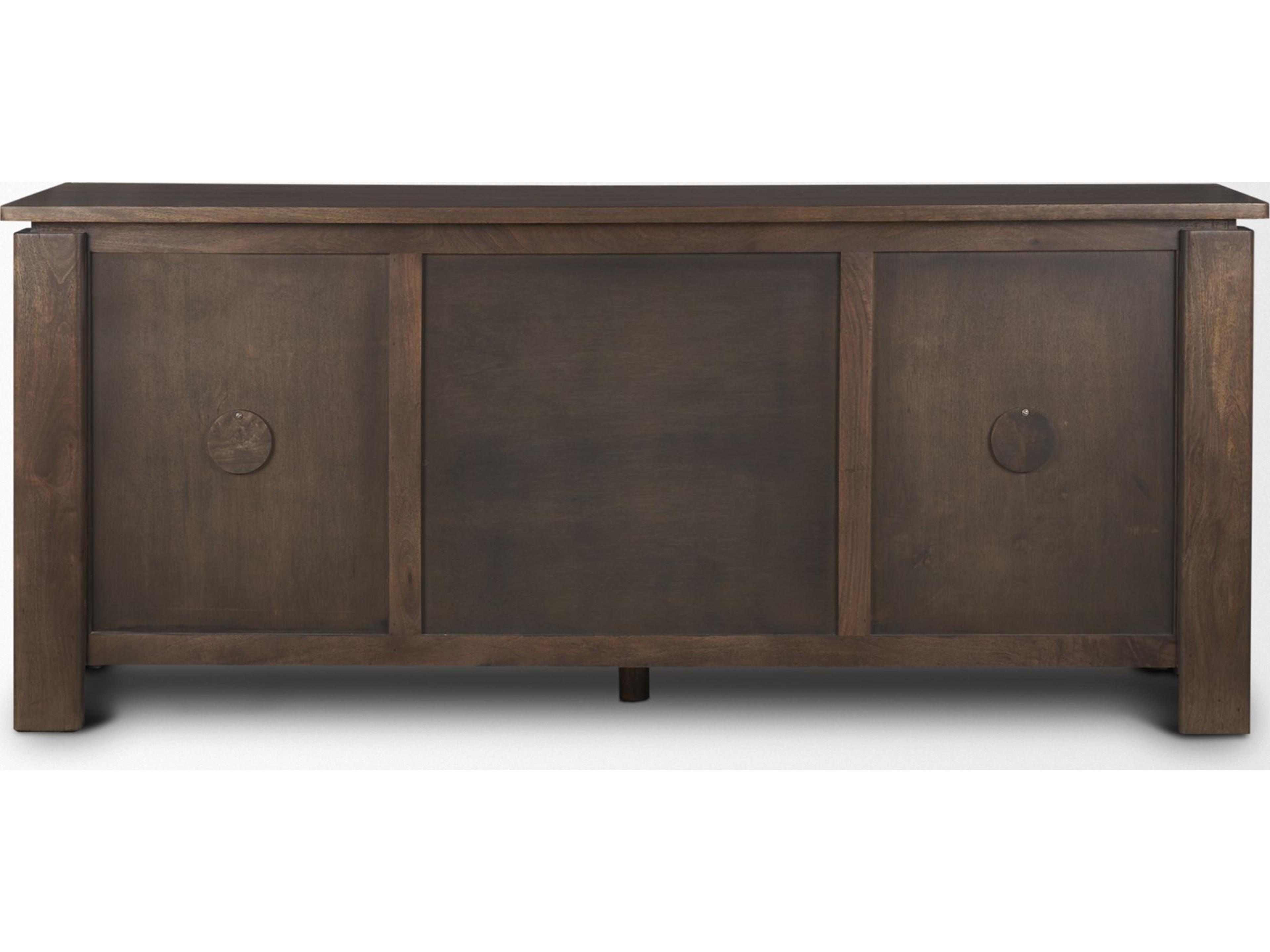 Mercana Wallen 2 Door Solid Dark Brown Wood w/ 3 Drawers Sideboard