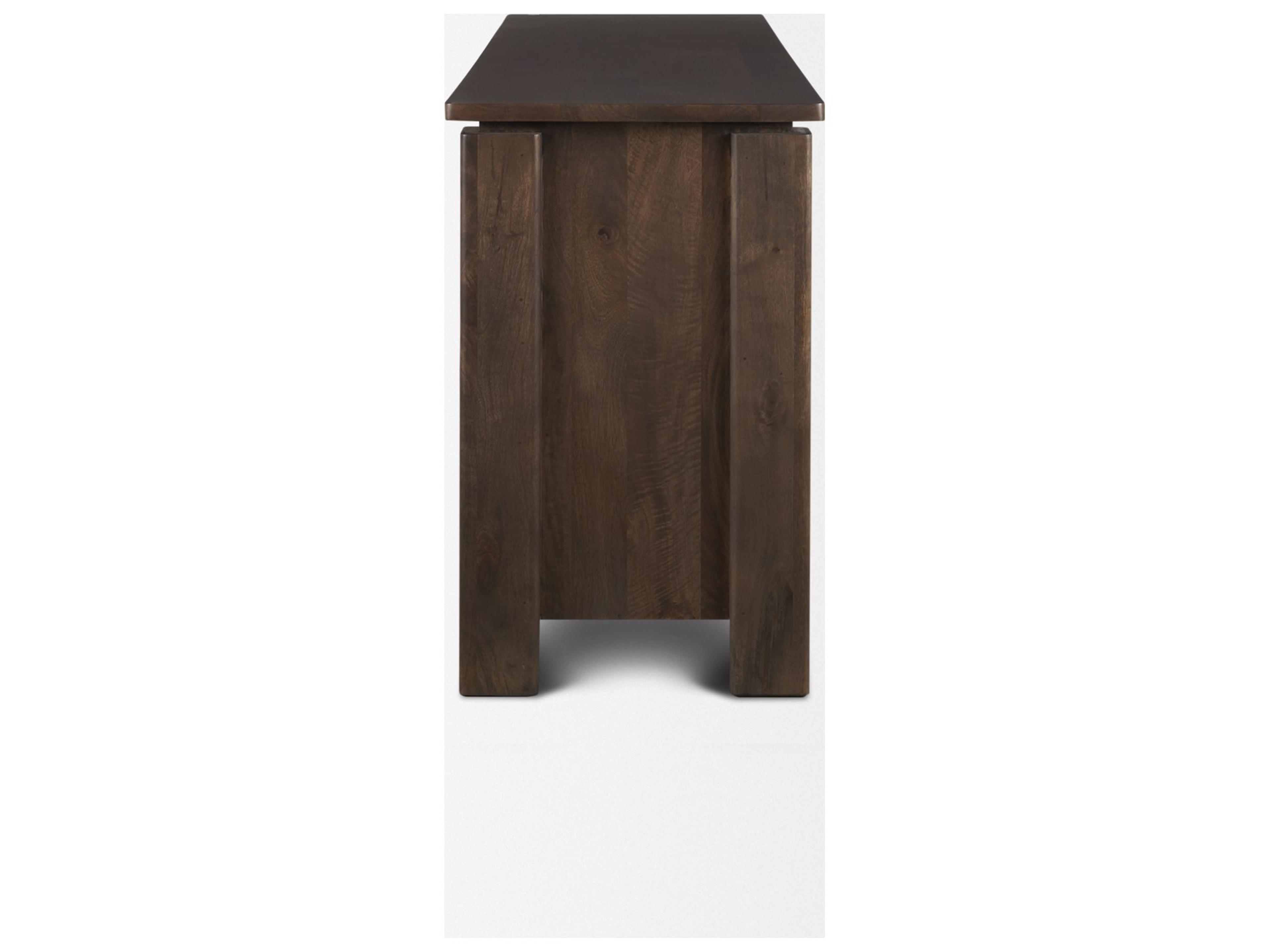 Mercana Wallen 2 Door Solid Dark Brown Wood w/ 3 Drawers Sideboard