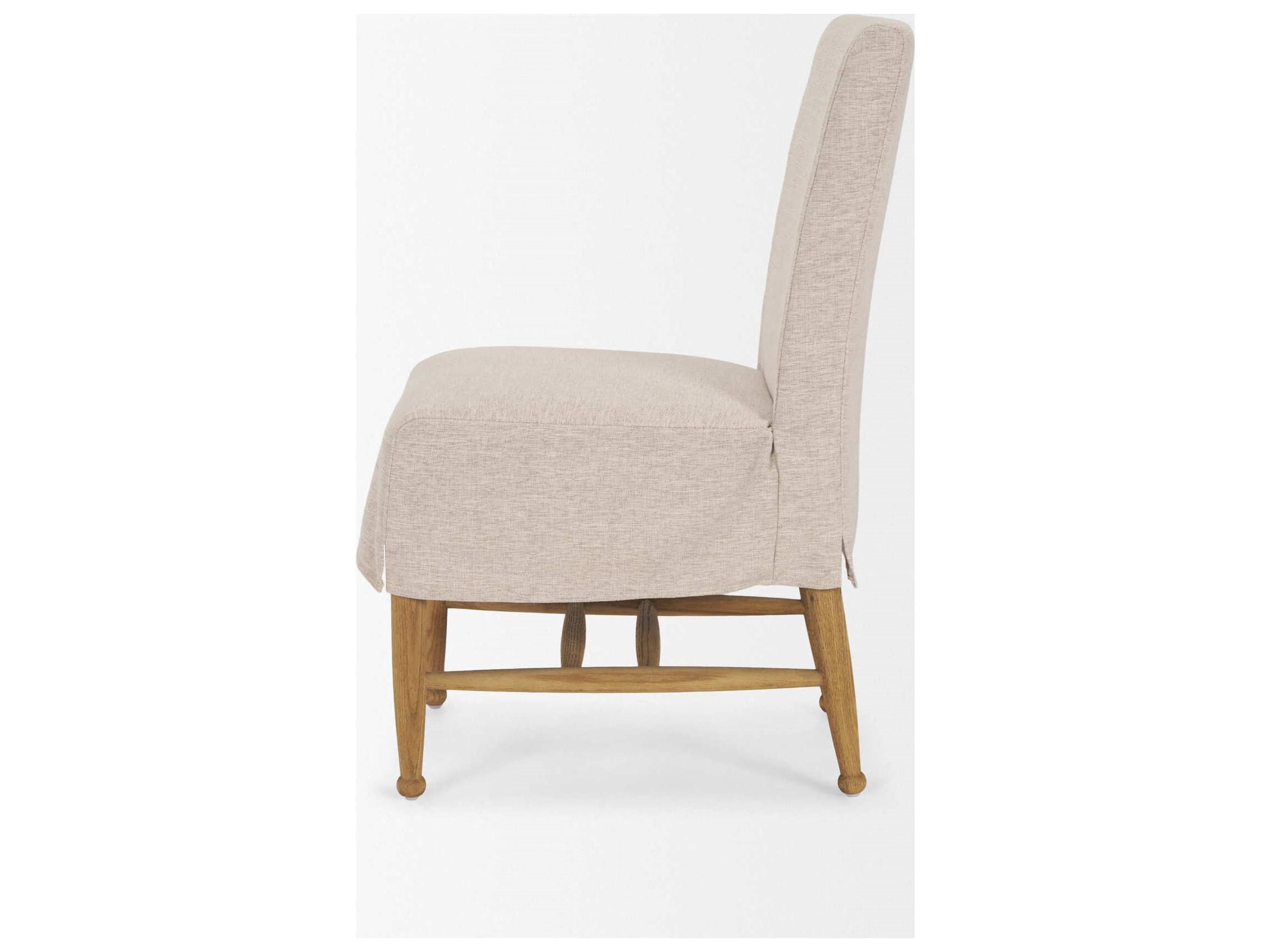 Mercana Whitley Oatmeal Performance Fabric w/ Oak Wood Dining Chair
