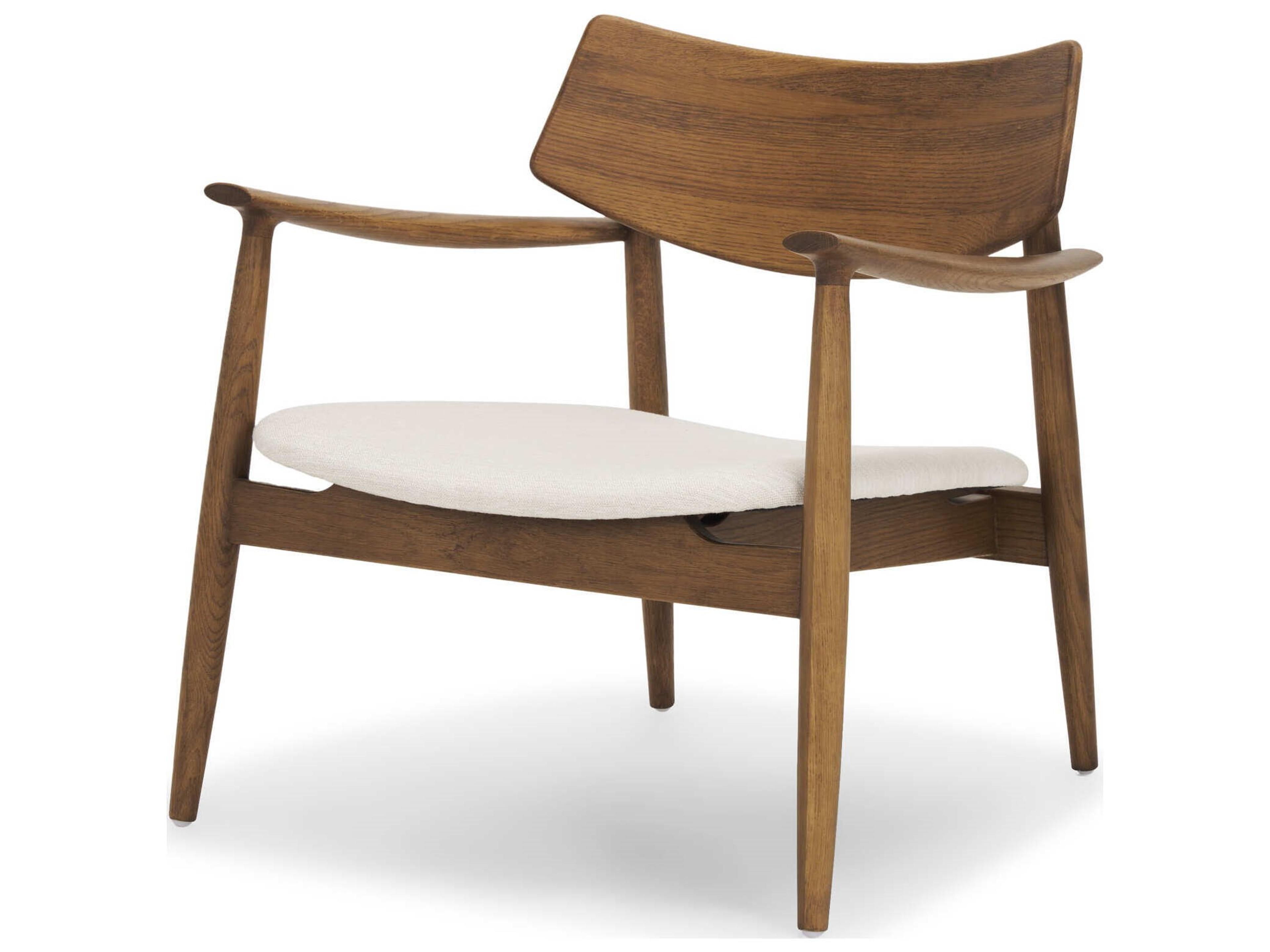 Haggen Medium Brown Oak Wood w/ Cream Fabric Accent Chair