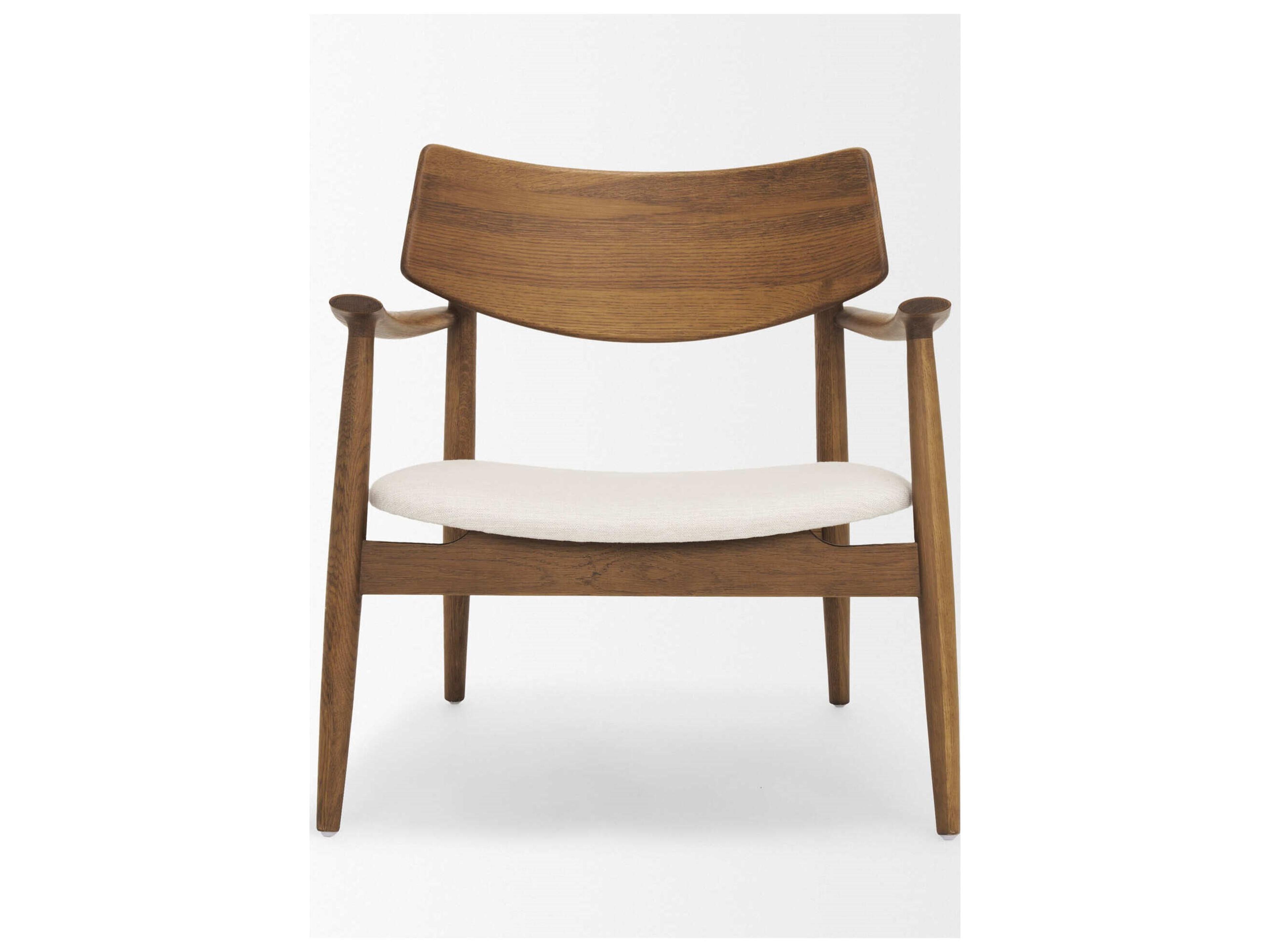 Mercana Haggen Medium Brown Oak Wood w/ Cream Fabric Accent Chair