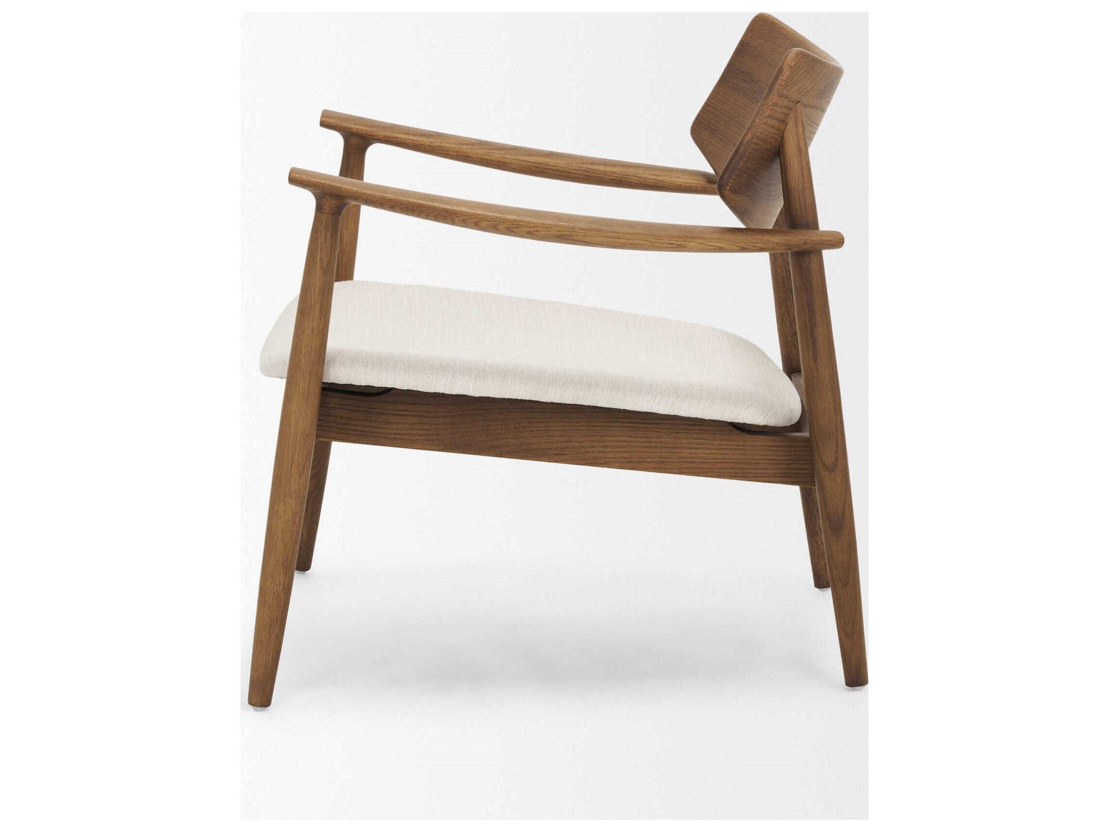 Mercana Haggen Medium Brown Oak Wood w/ Cream Fabric Accent Chair