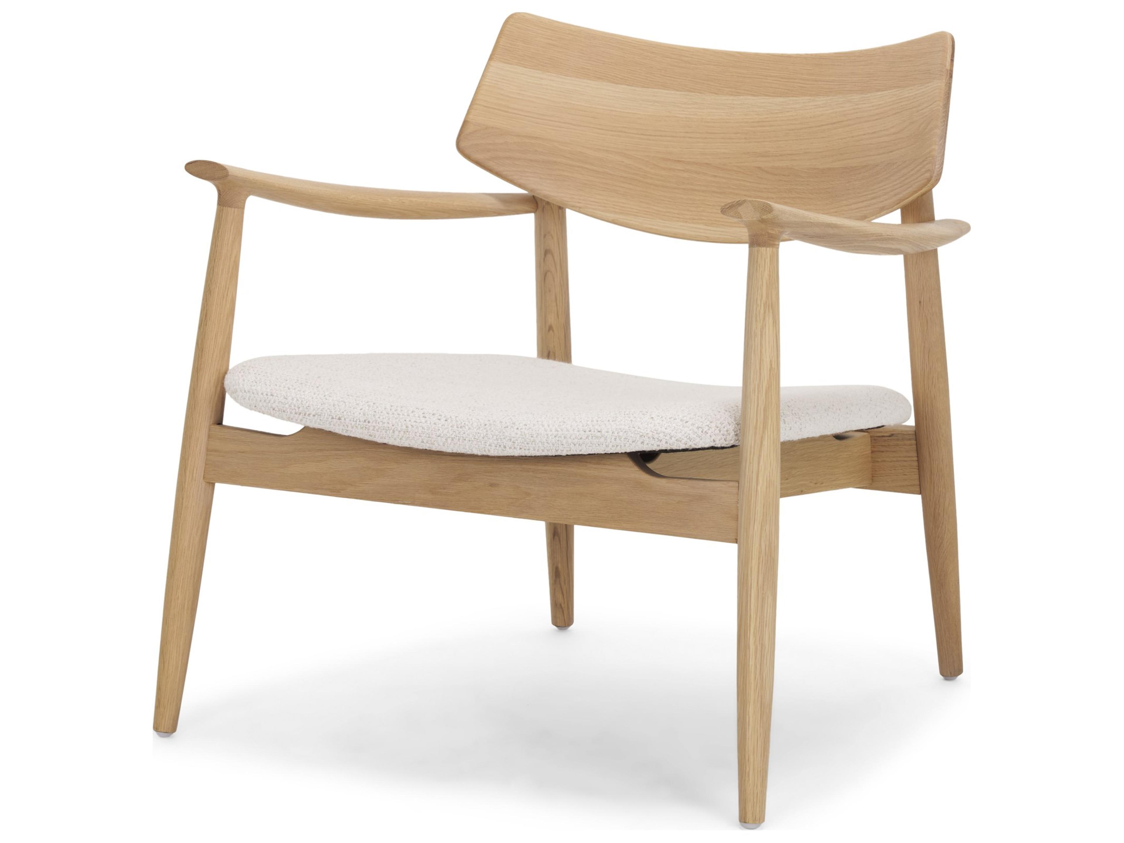 Haggen Light Brown Oak Wood w/ Cream Fabric Accent Chair