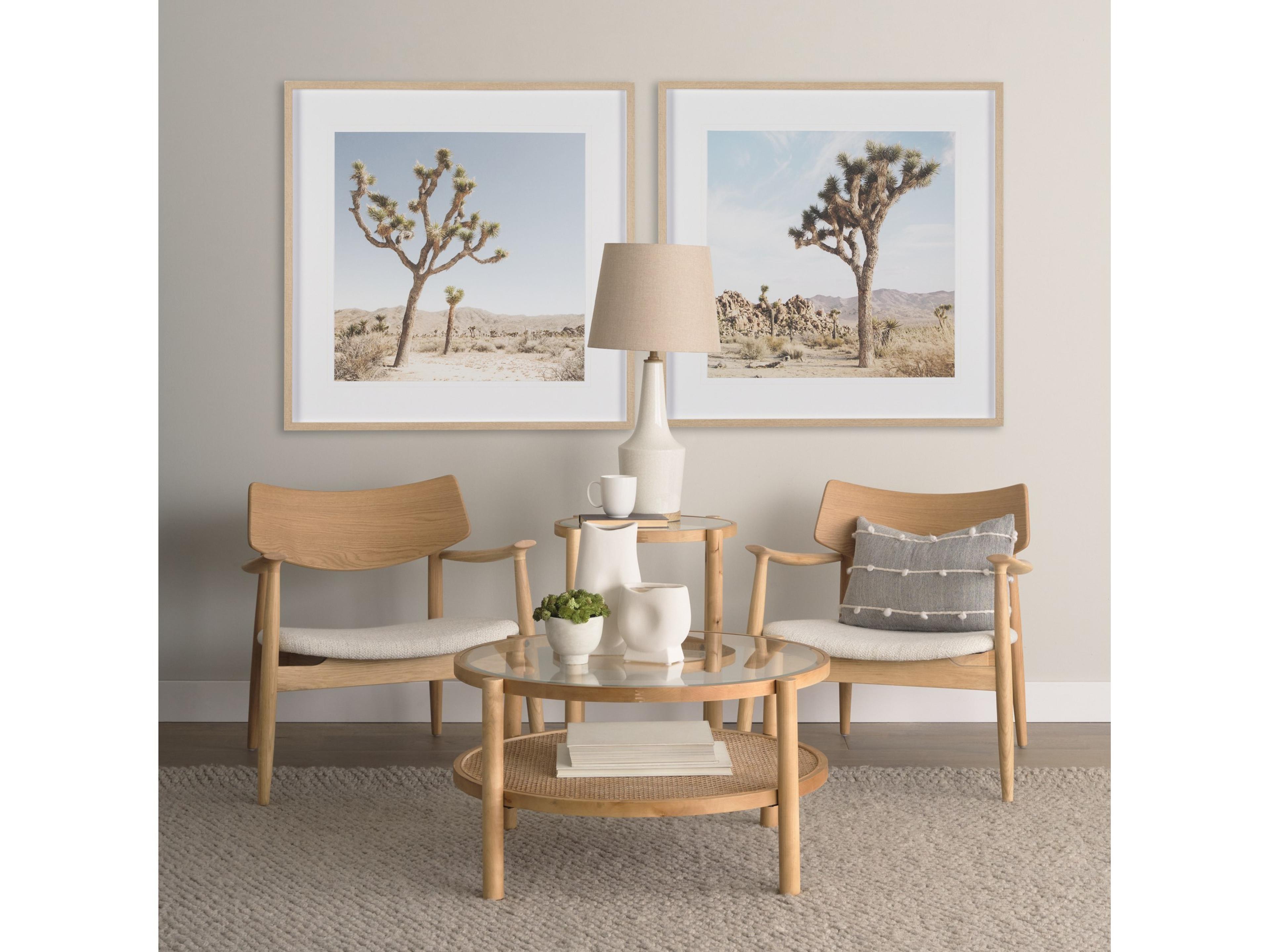 Mercana Haggen Light Brown Oak Wood w/ Cream Fabric Accent Chair