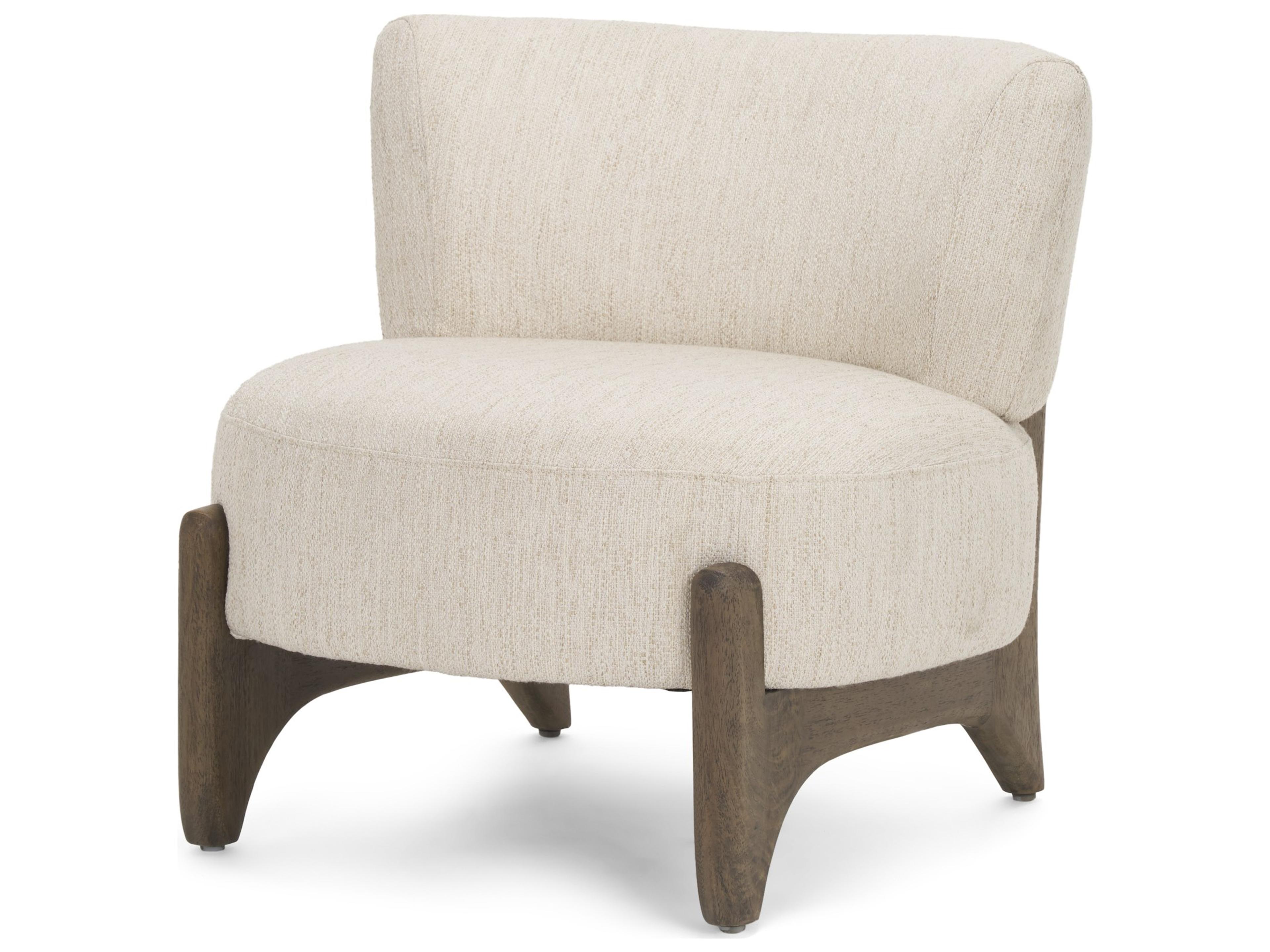 Mercana Vyra Dark Brown Wood w/ Cream Fabric Accent Chair