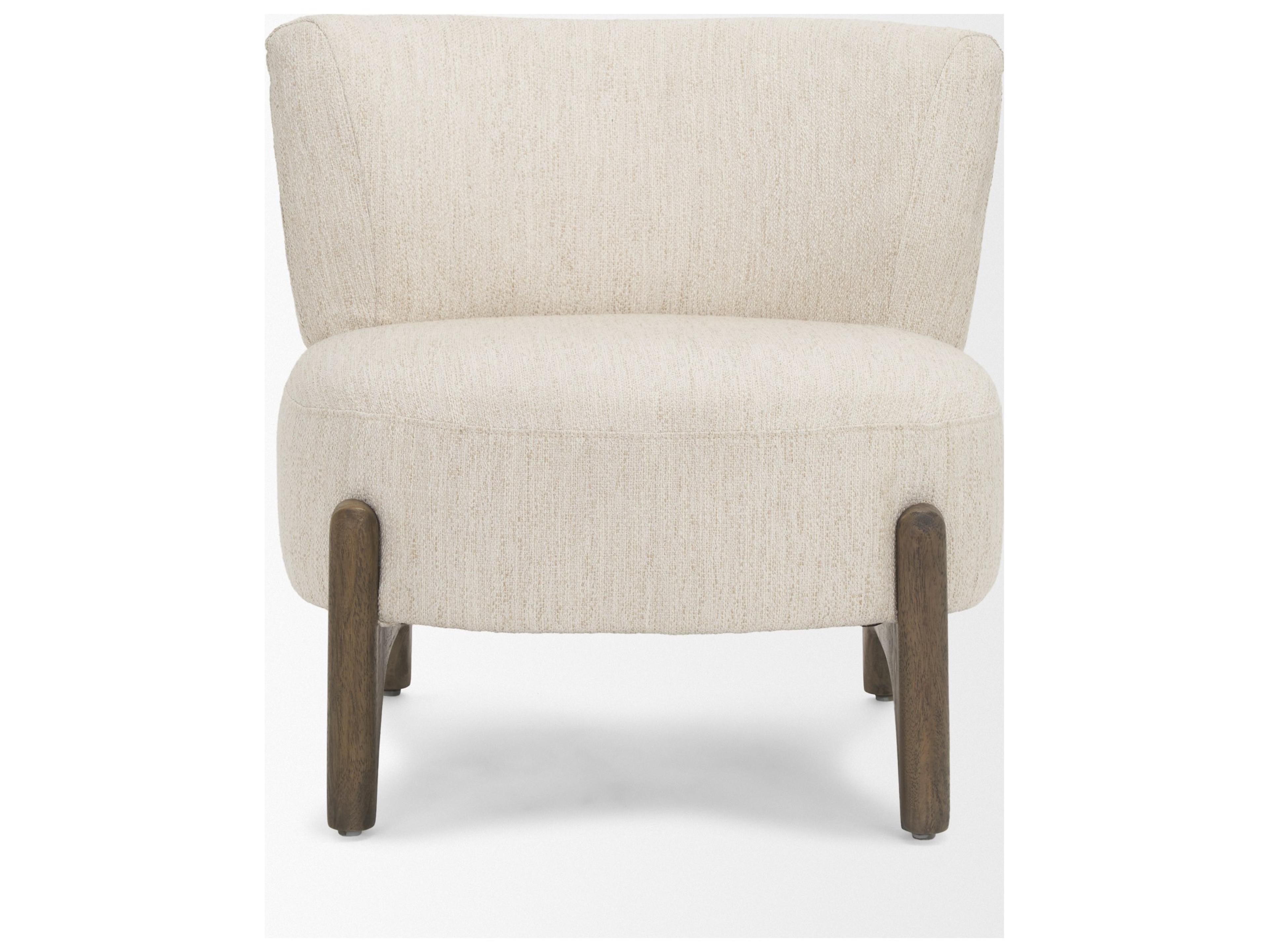 Mercana Vyra Dark Brown Wood w/ Cream Fabric Accent Chair