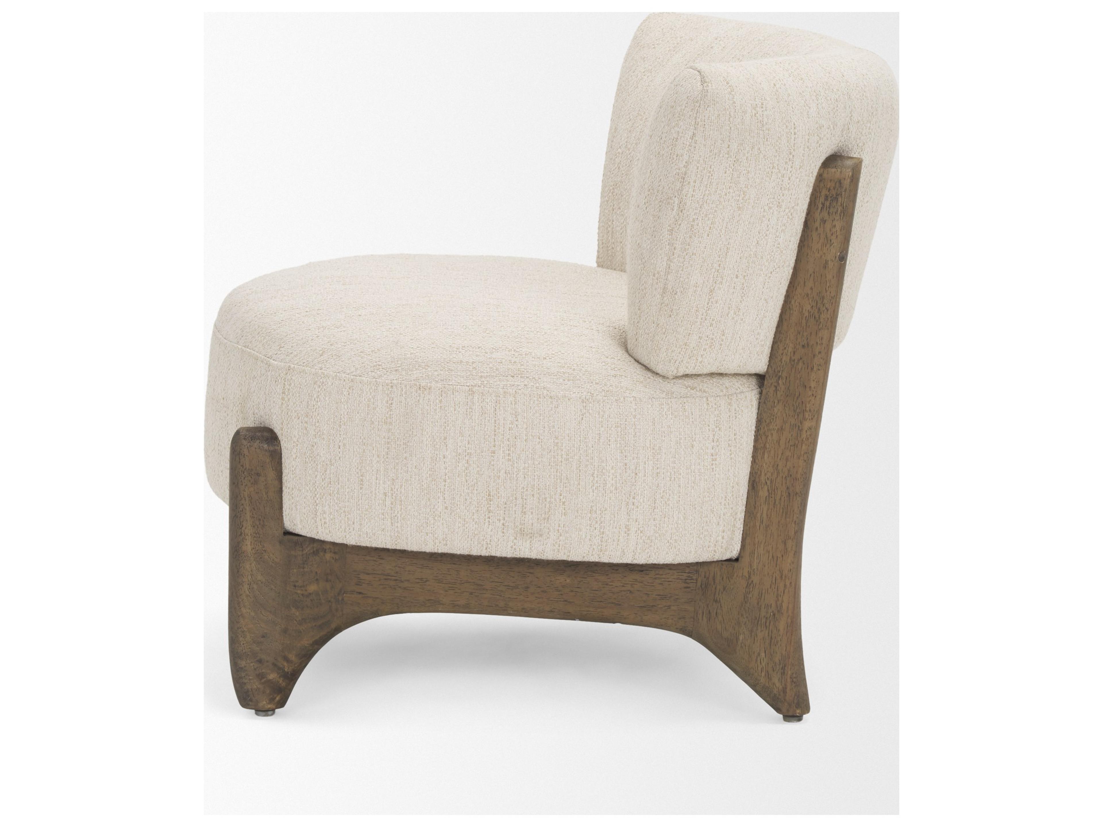 Mercana Vyra Dark Brown Wood w/ Cream Fabric Accent Chair