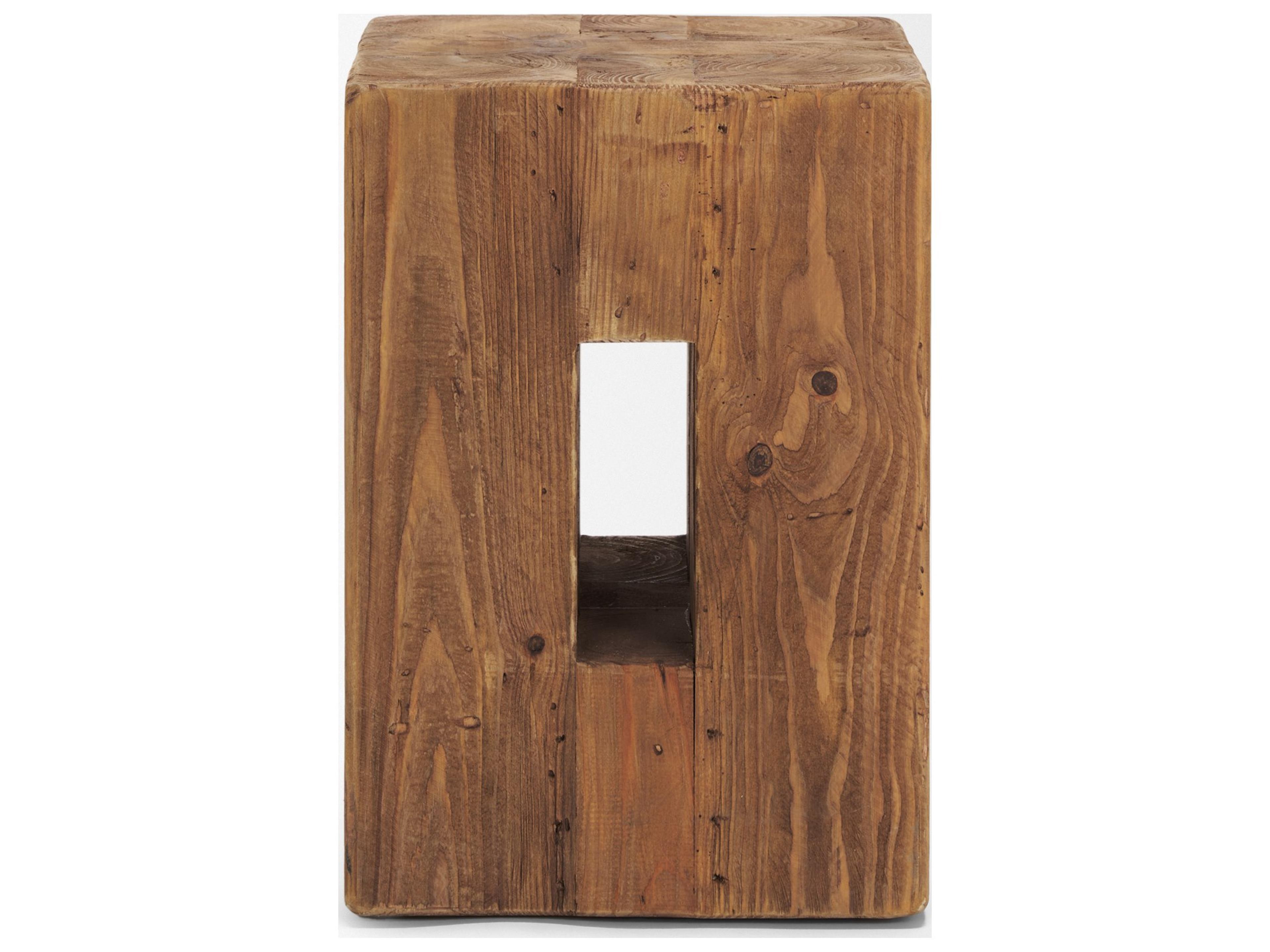 Mercana Waylen Natural Wood Block Accent Stool