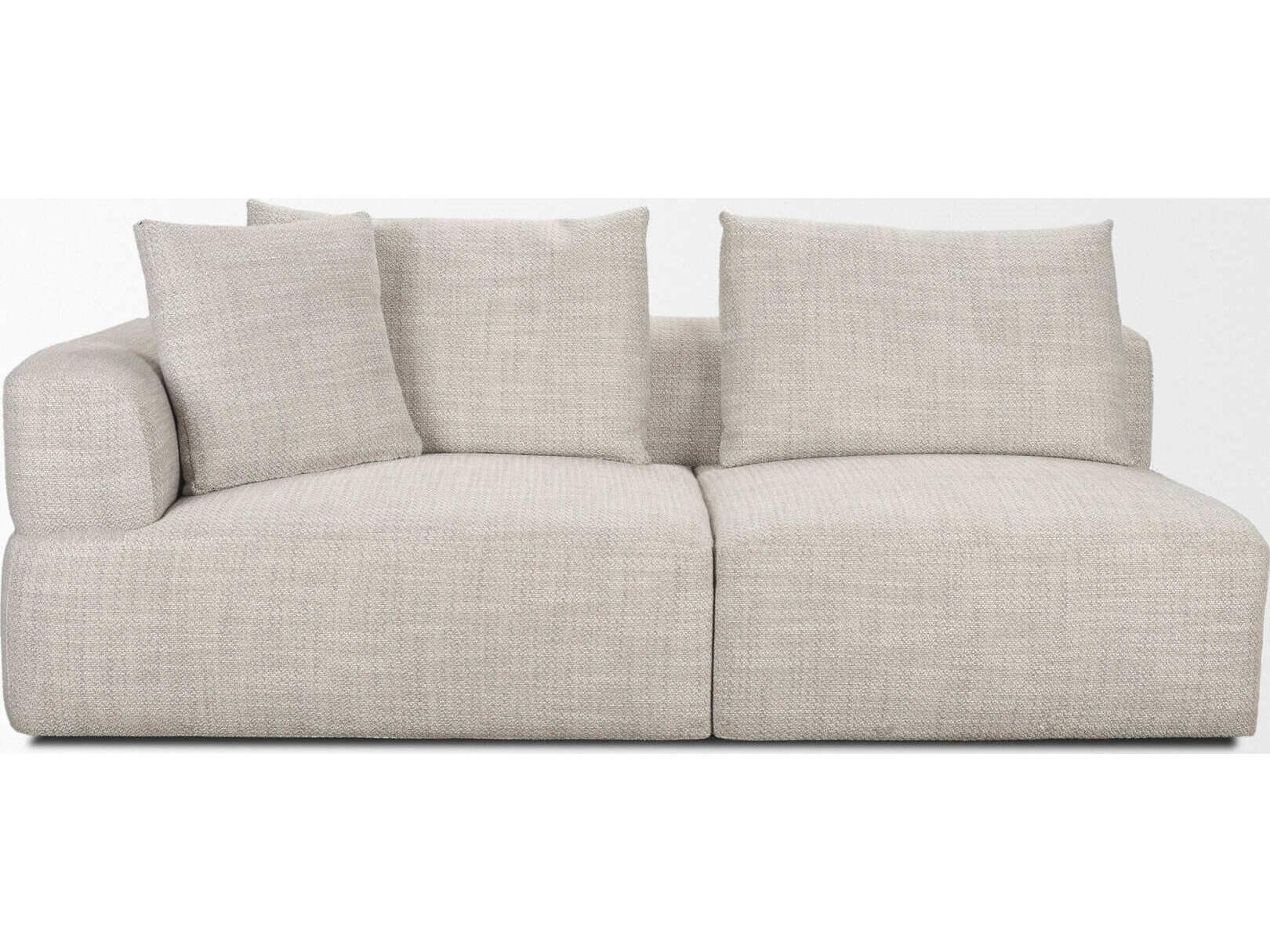 Mercana Warner Left Arm 3 Seater Gray Performance Fabric w/ Ash Wood Sofa