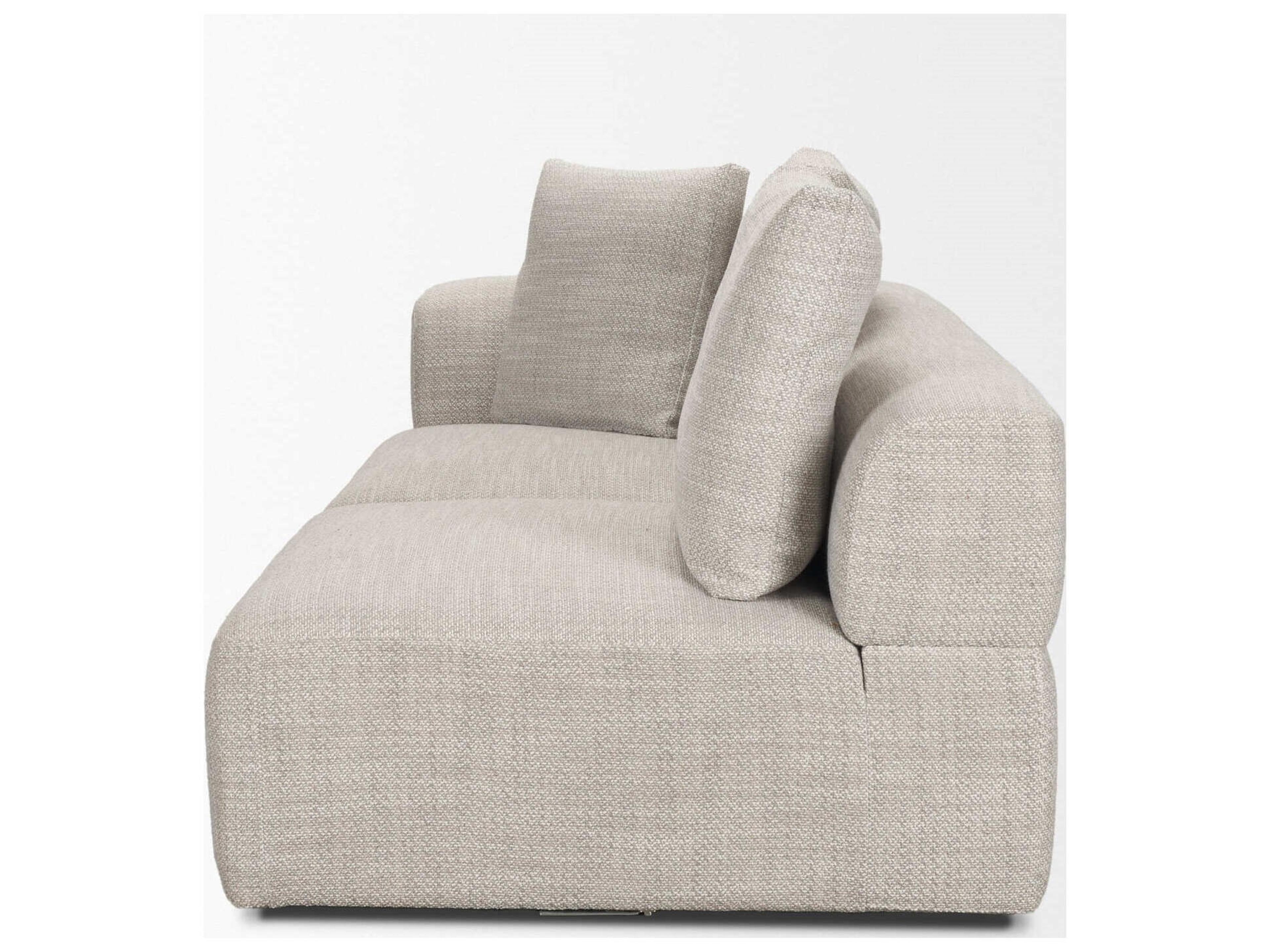 Mercana Warner Left Arm 3 Seater Gray Performance Fabric w/ Ash Wood Sofa