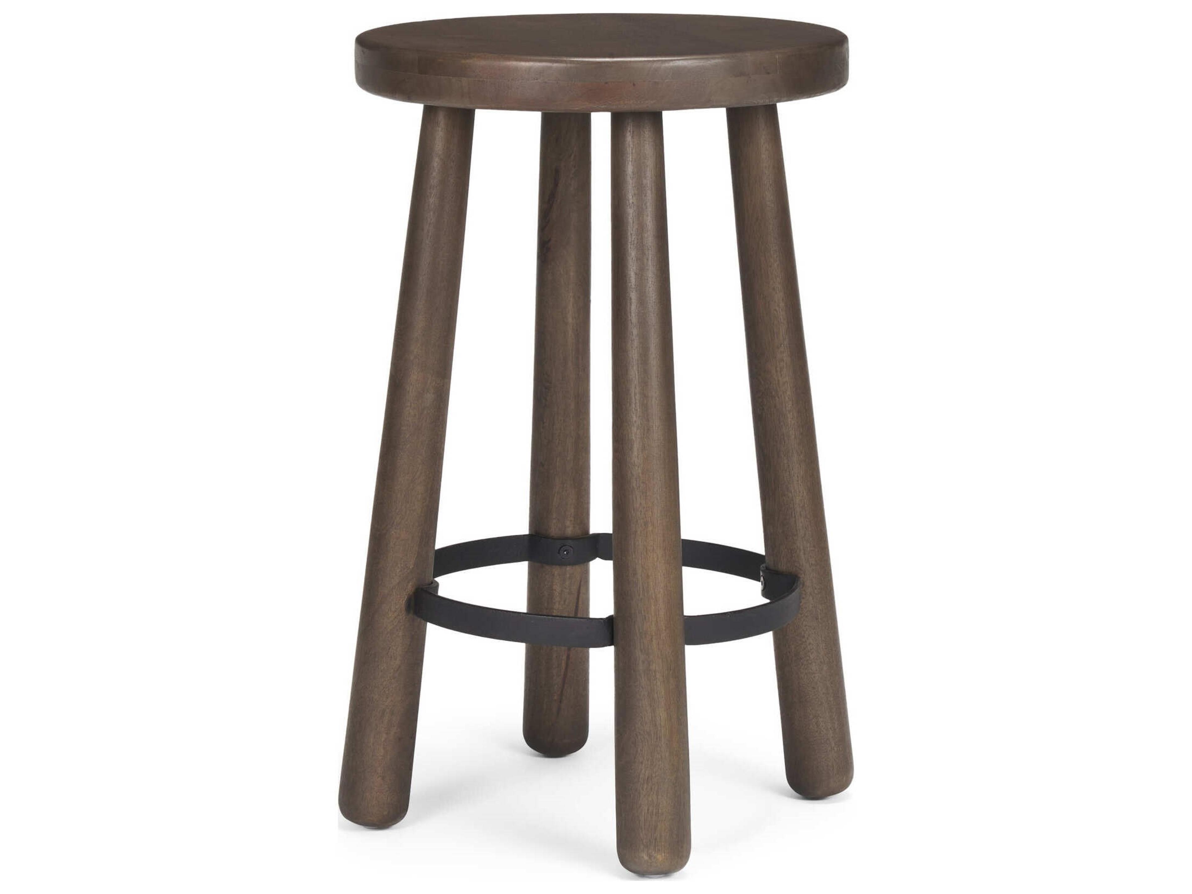 Mercana Weldon Dark Brown Wood w/ Matte Black Metal Counter Stool