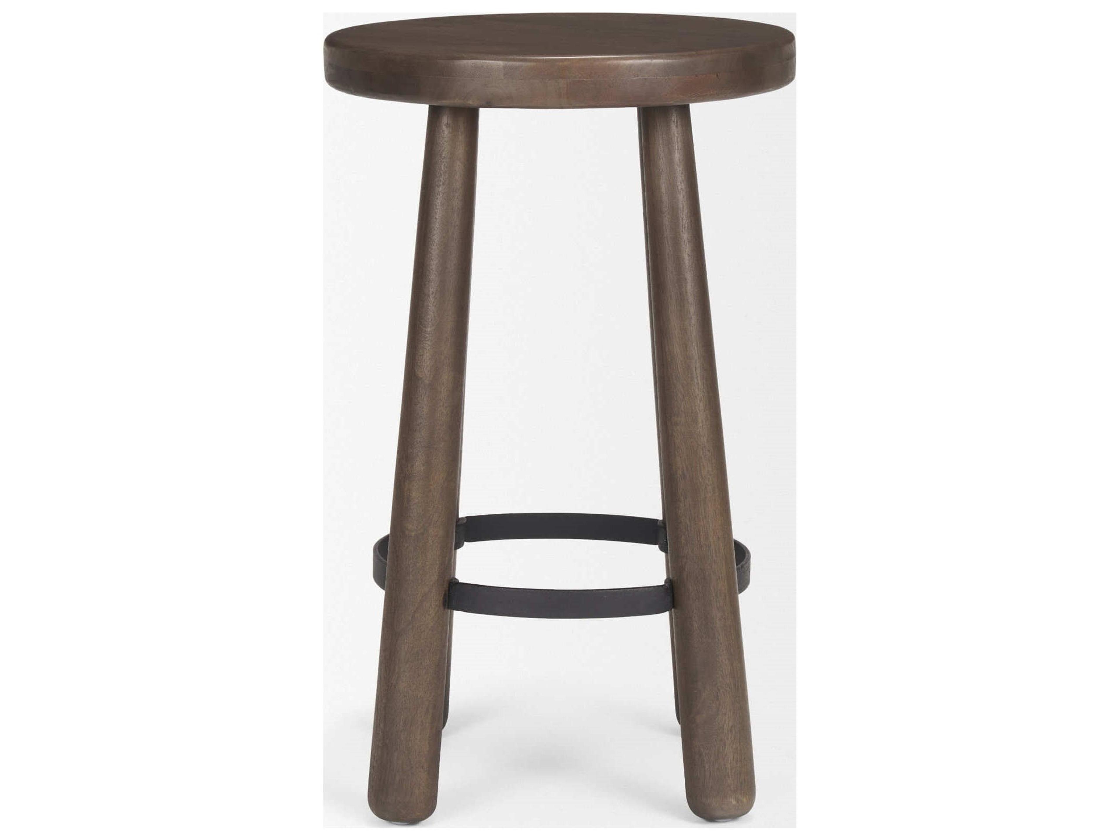 Mercana Weldon Dark Brown Wood w/ Matte Black Metal Counter Stool