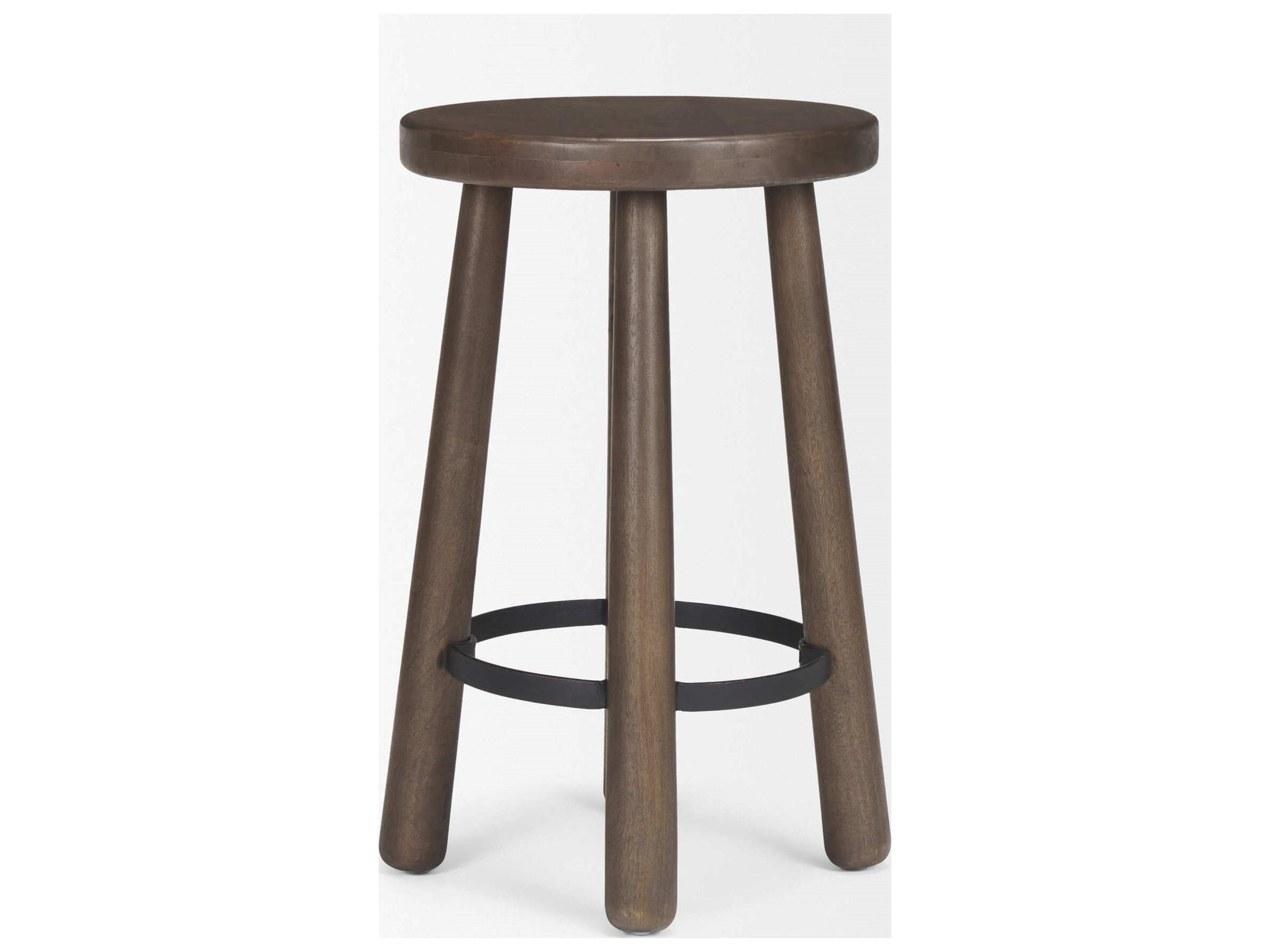 Mercana Weldon Dark Brown Wood w/ Matte Black Metal Counter Stool