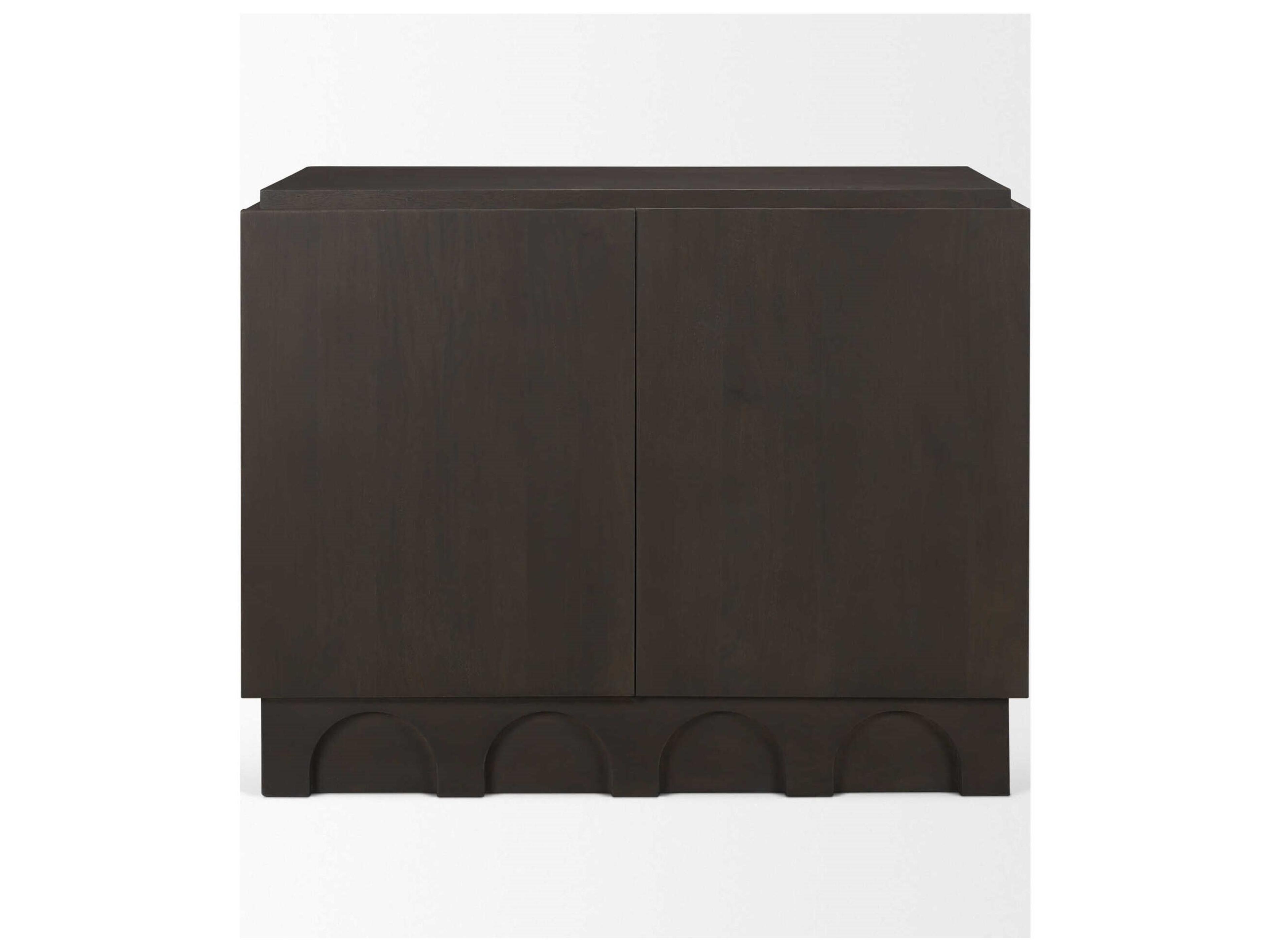 Mercana Wagner Dark Brown Wood w/ Arched Design Accent Cabinet