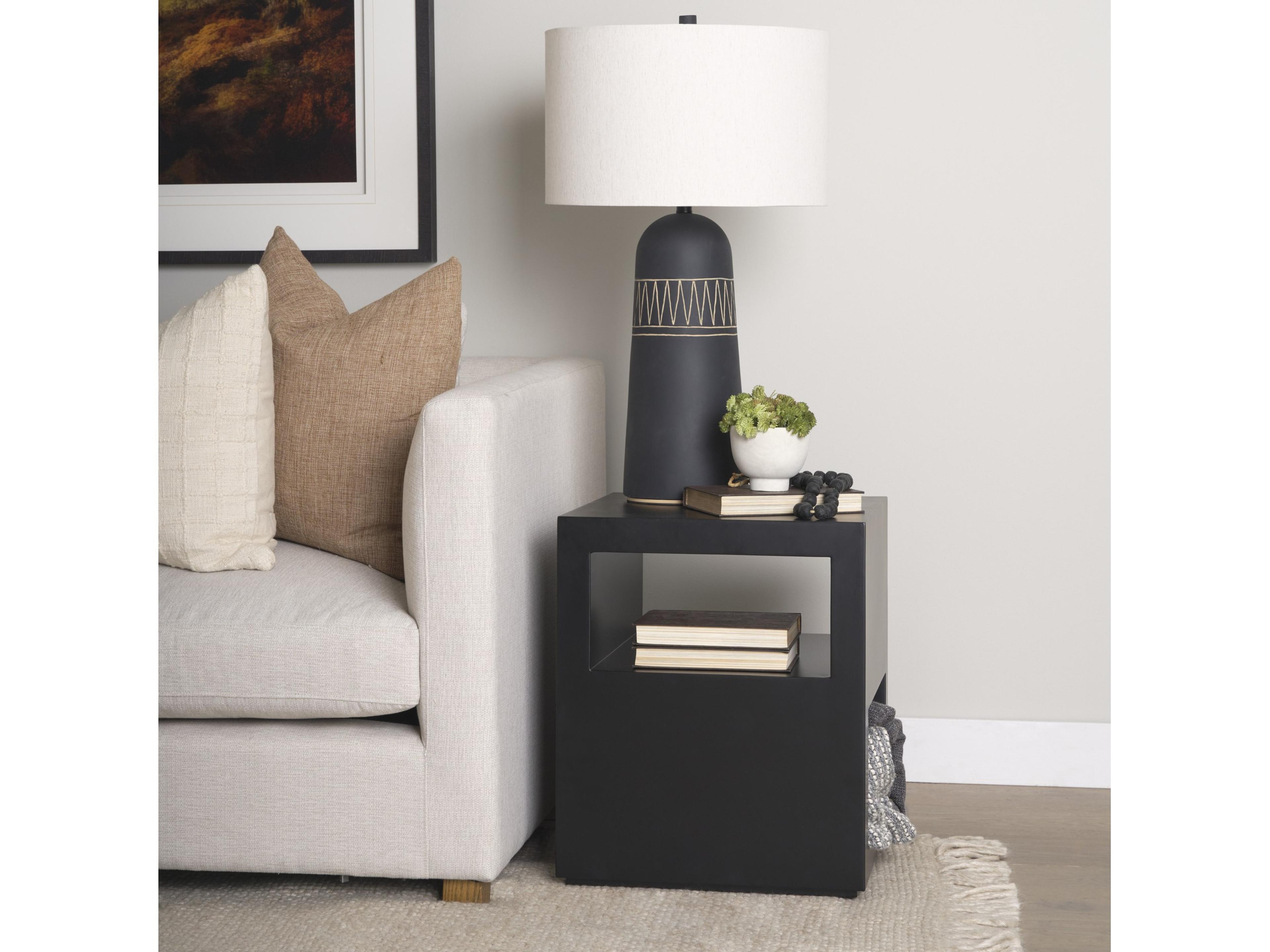 Mercana Vondra Matte Black Metal w/ Open Shelves Side table