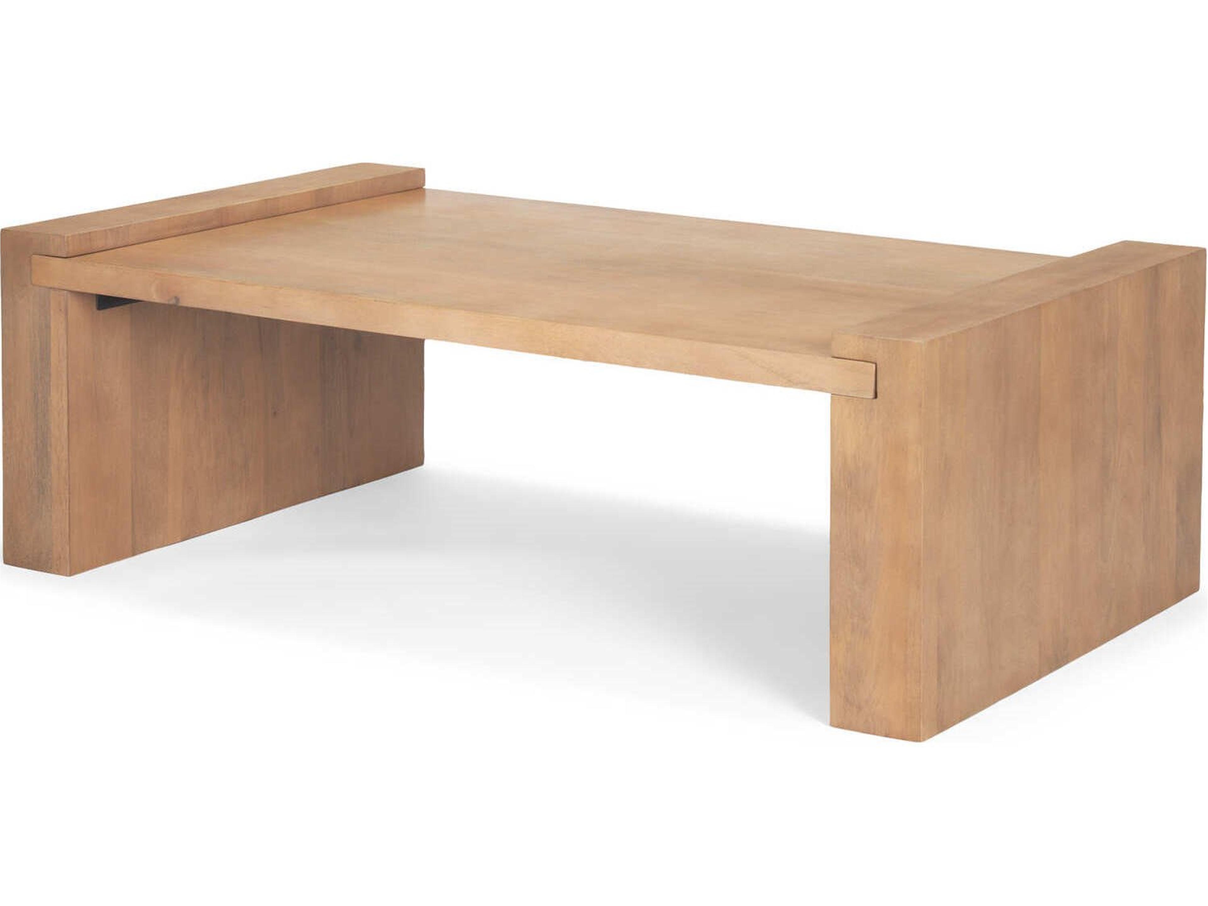 Wesson Light Brown Wood Rectangular Coffee Table