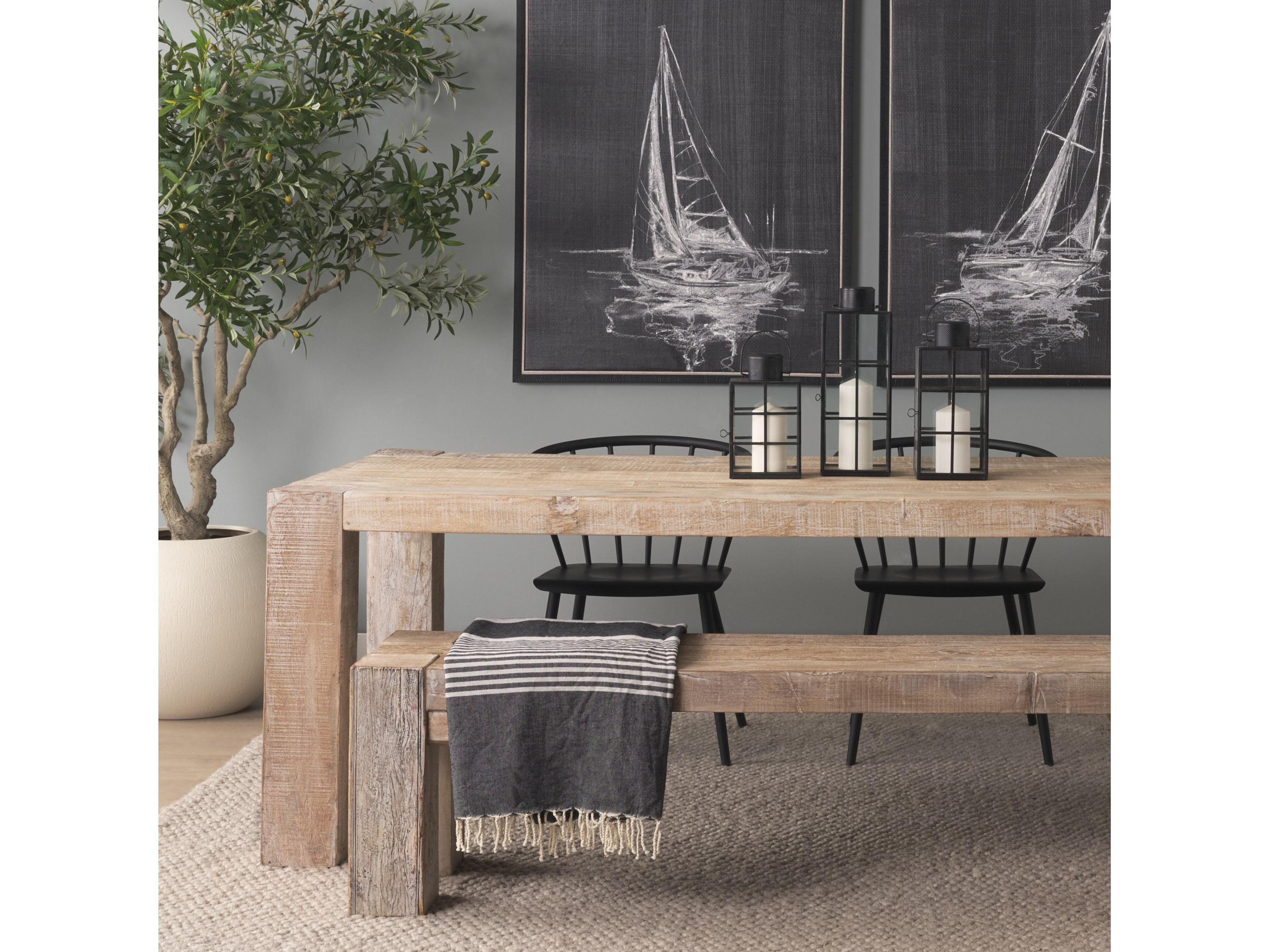 Mercana McArthur 84" Whitewash Reclaimed Wood Dining Table