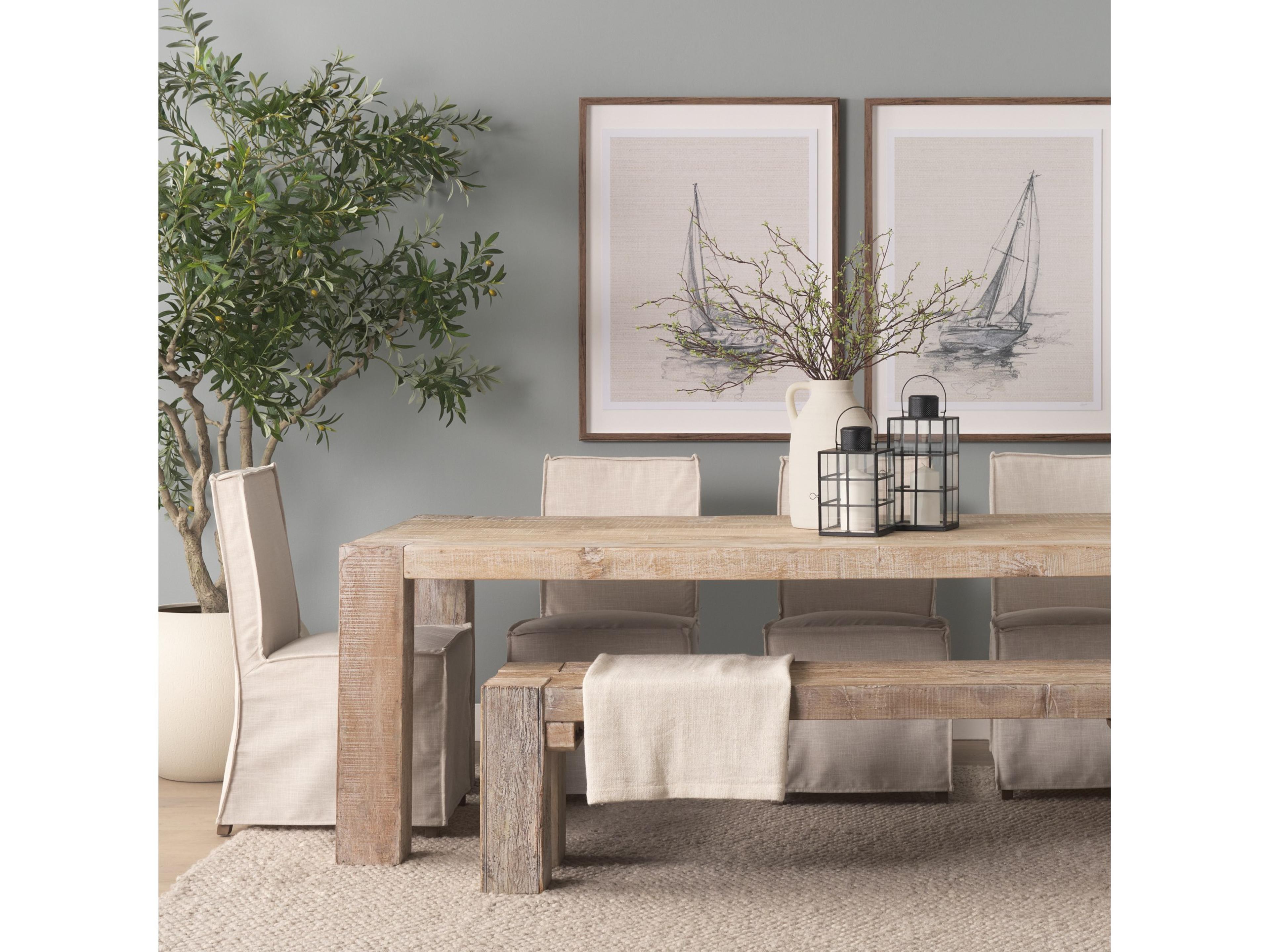 Mercana McArthur 94" Whitewash Reclaimed Wood Dining Table