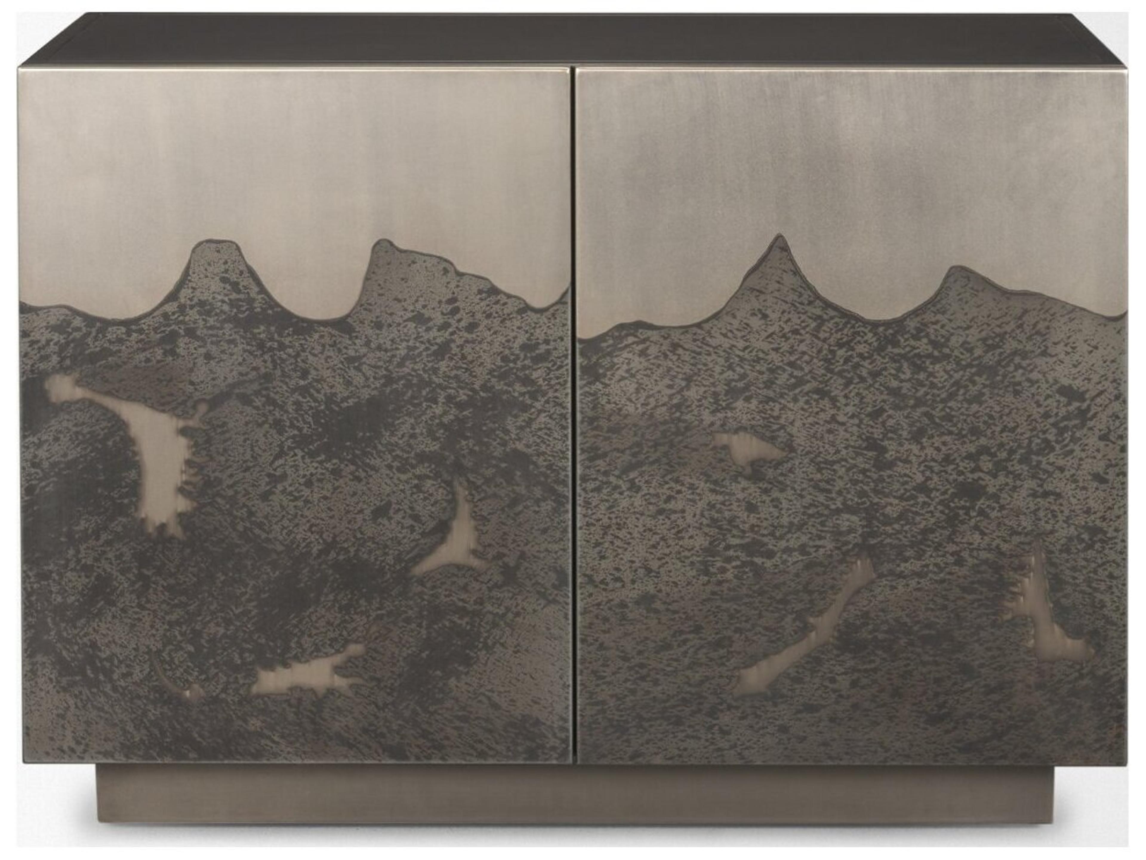 Mercana Roxdale Acid Washed Iron Metal Accent Cabinet