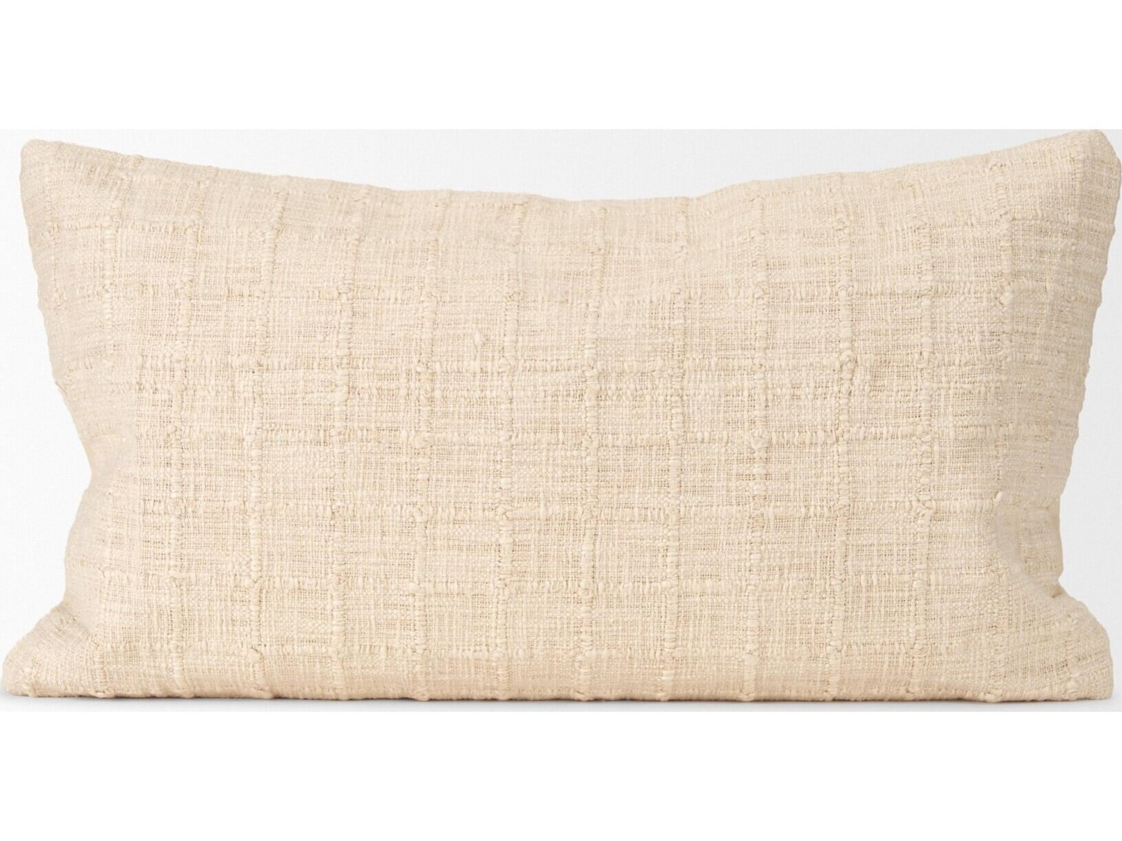 Mercana Jacory Cream Checker Textured Decorative Lumbar Pillow Cover