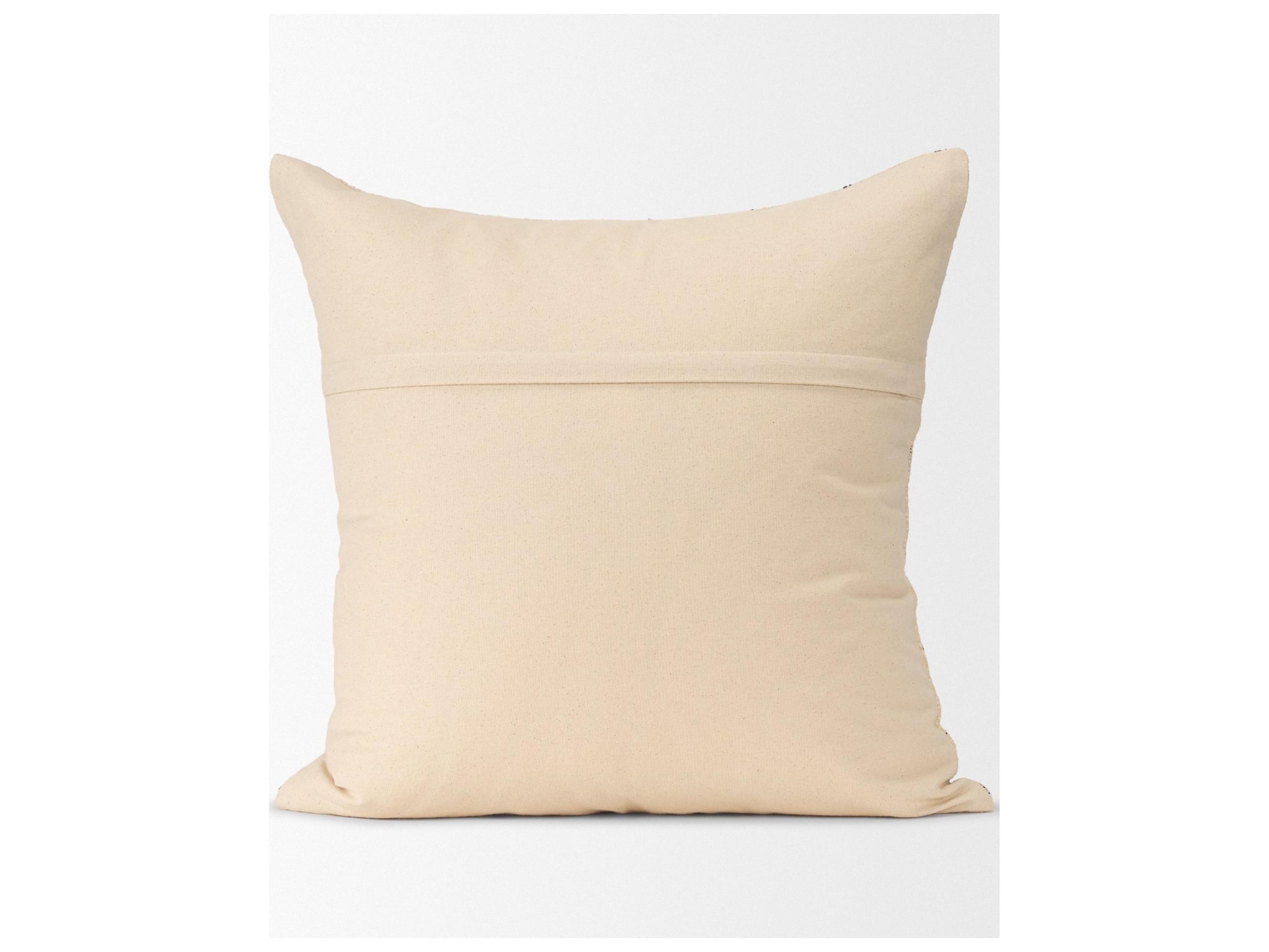 Mercana Jaela Beige and Black Striped Checkered Decorative Square Pillow Cover