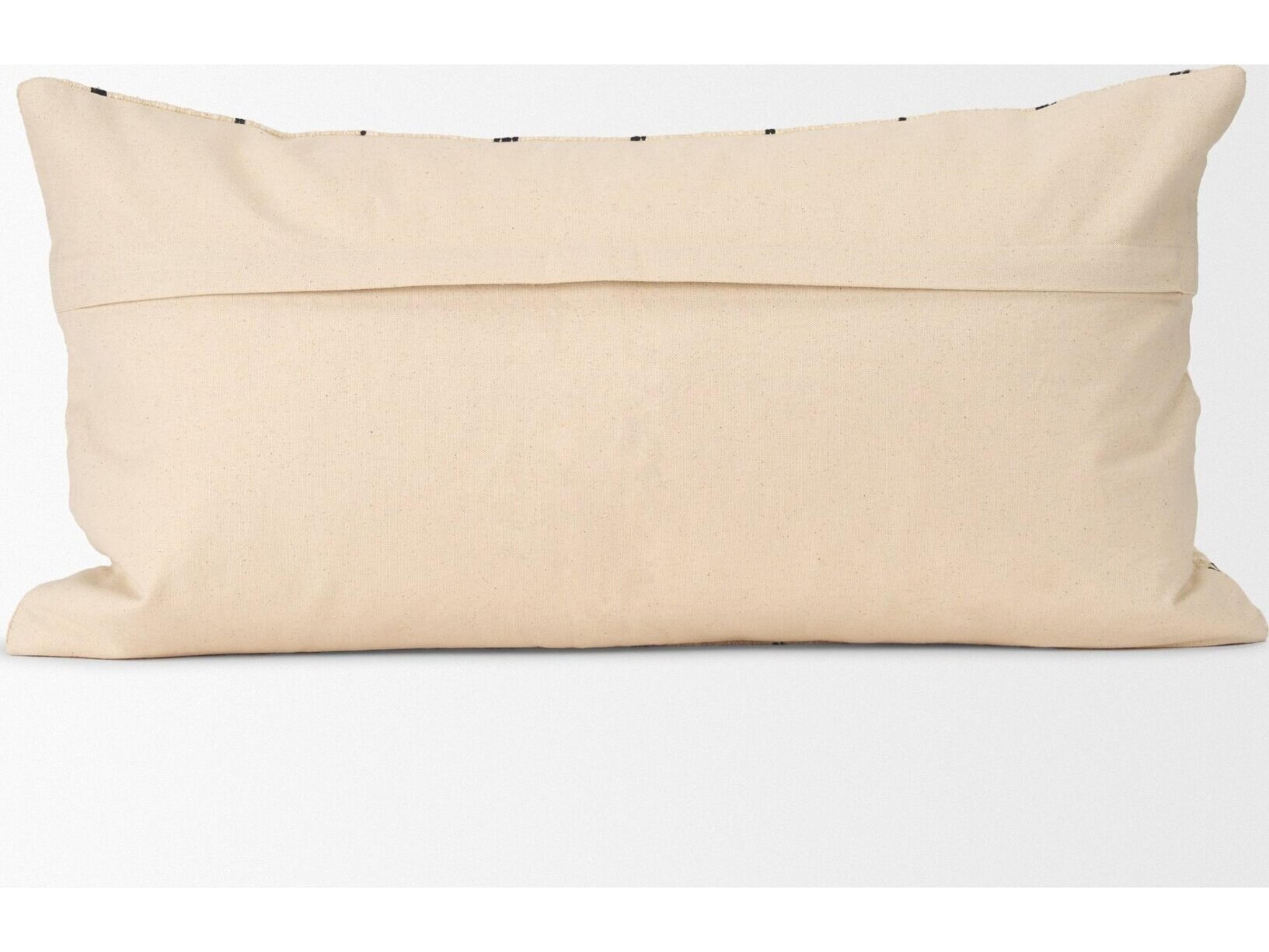 Mercana Jaela Beige and Black Striped Checkered Decorative Lumbar Pillow Cover