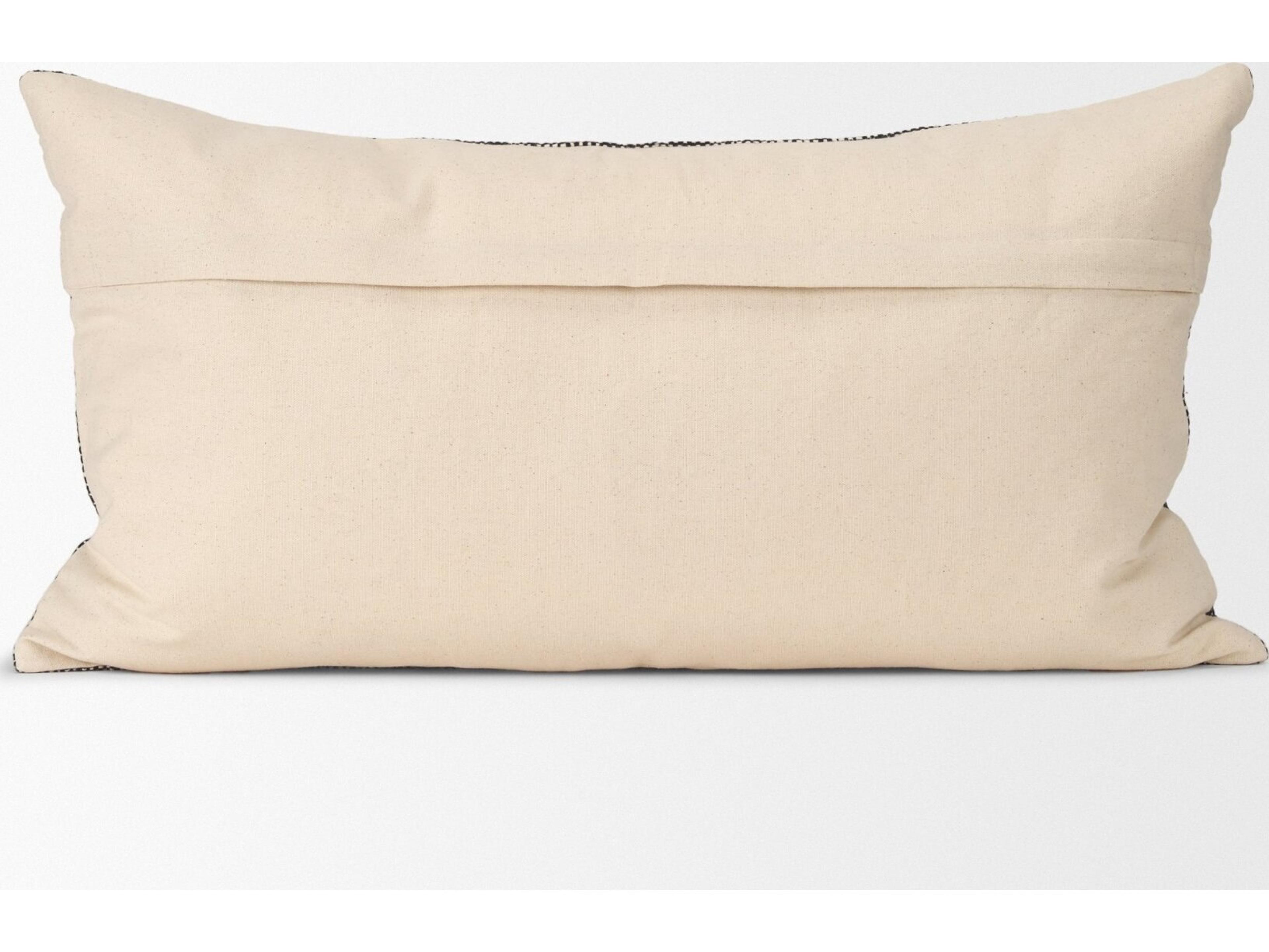 Mercana Jalia Cream and Black Cotton Decorative Lumbar Pillow Cover