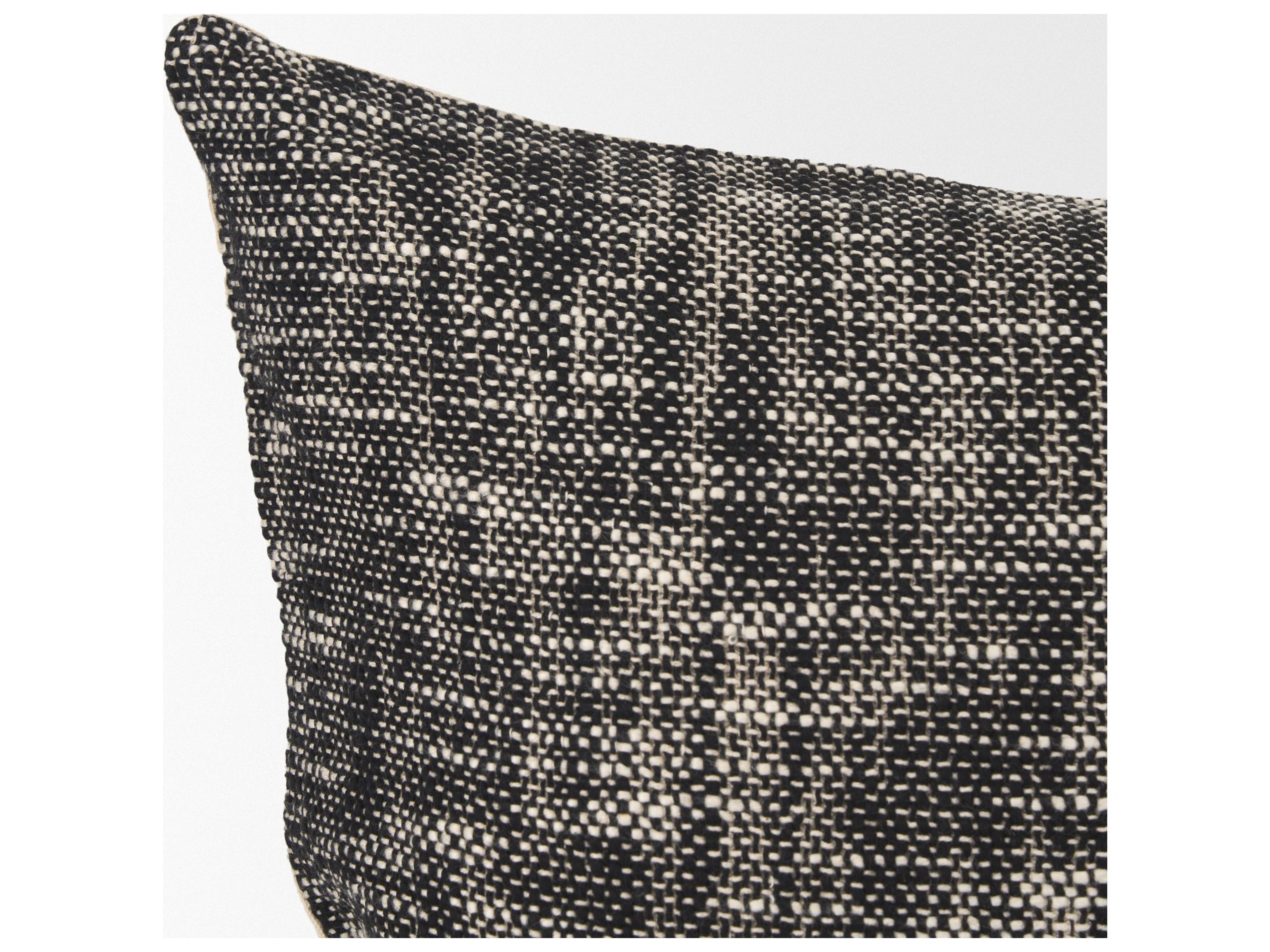 Mercana Jalia Cream and Black Cotton Decorative Lumbar Pillow Cover