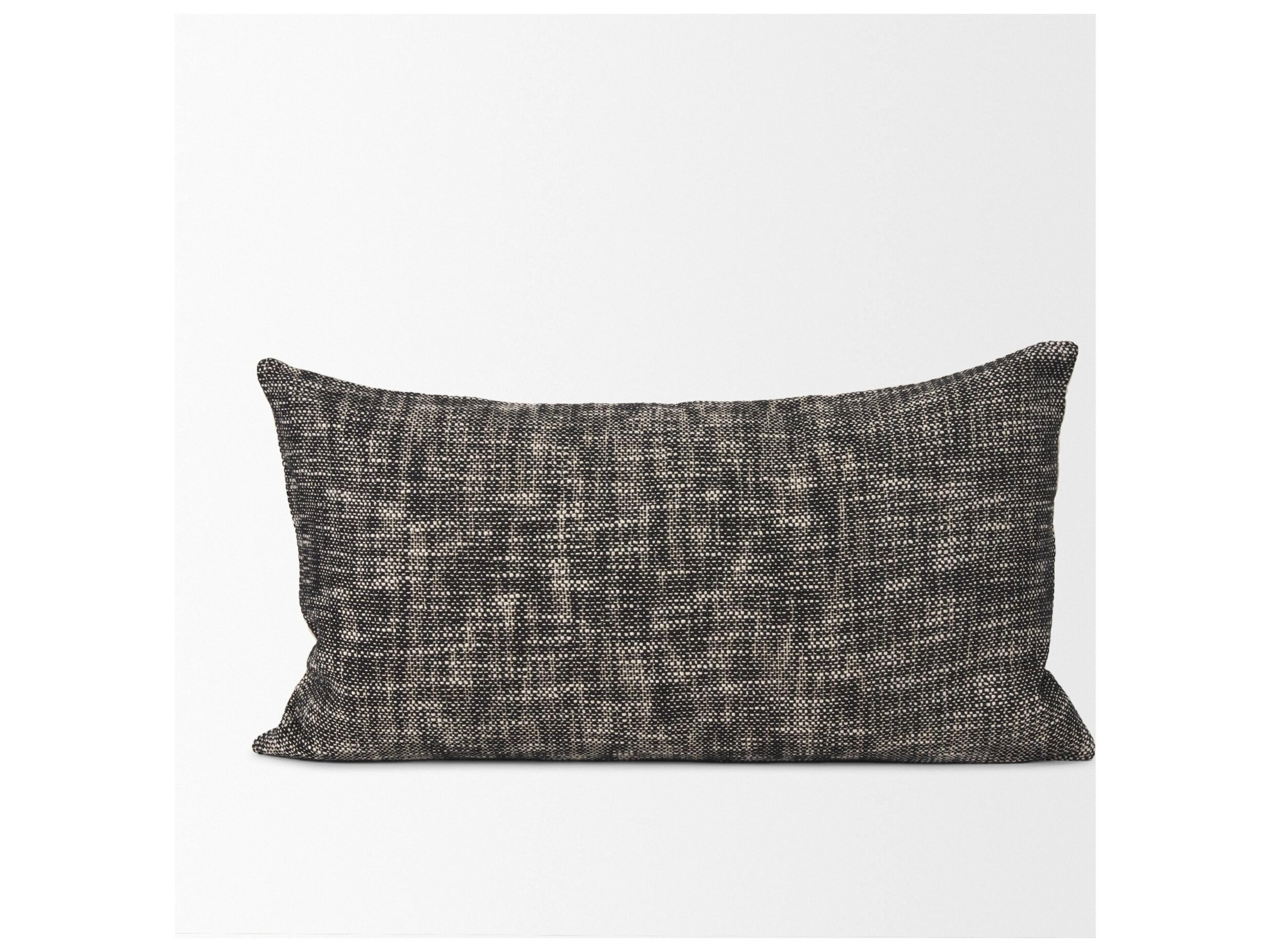 Mercana Jalia Cream and Black Cotton Decorative Lumbar Pillow Cover