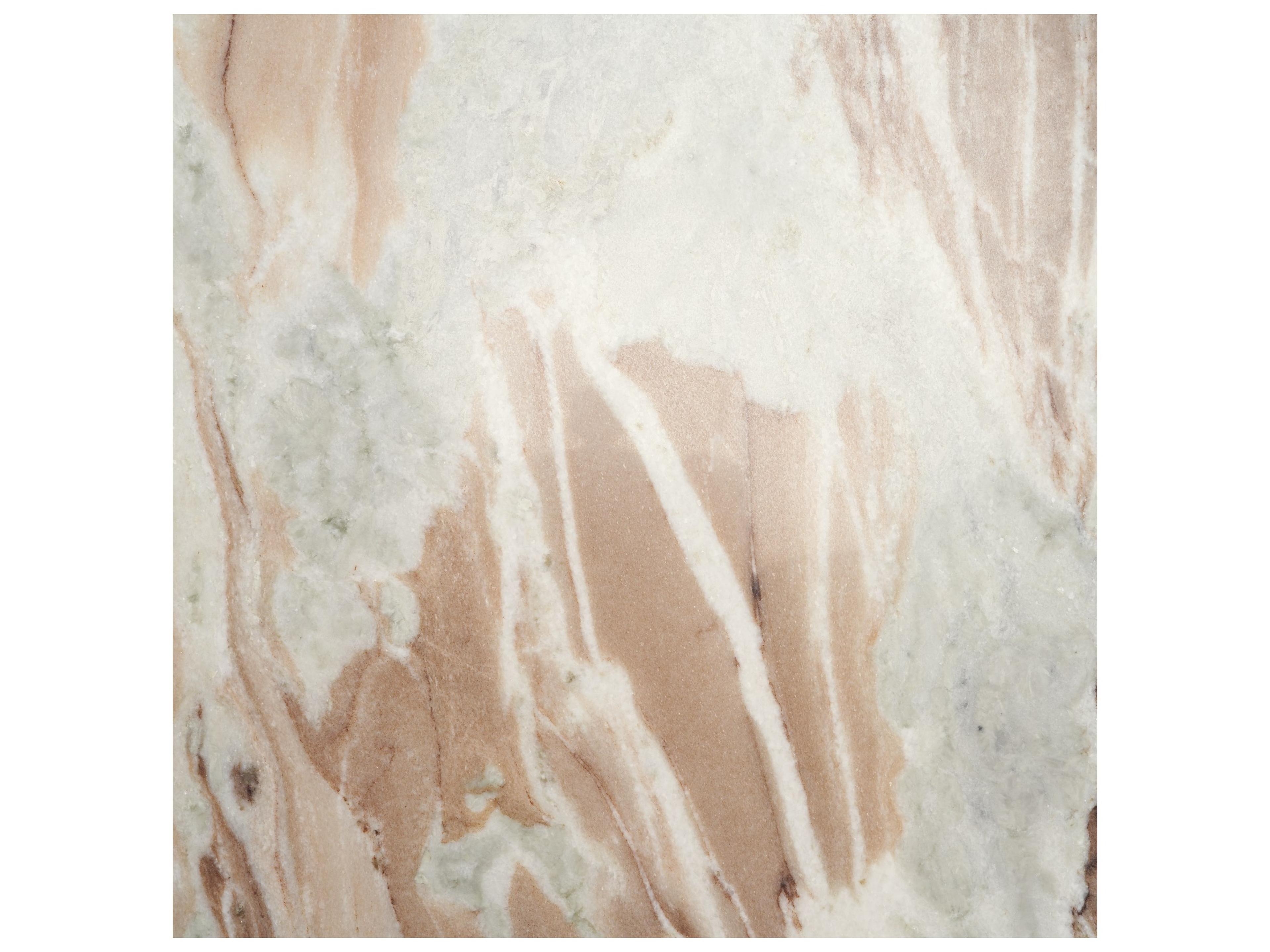 Mercana Allyson Round Brown Pedestal w/ Pink Marble Top Coffee Table