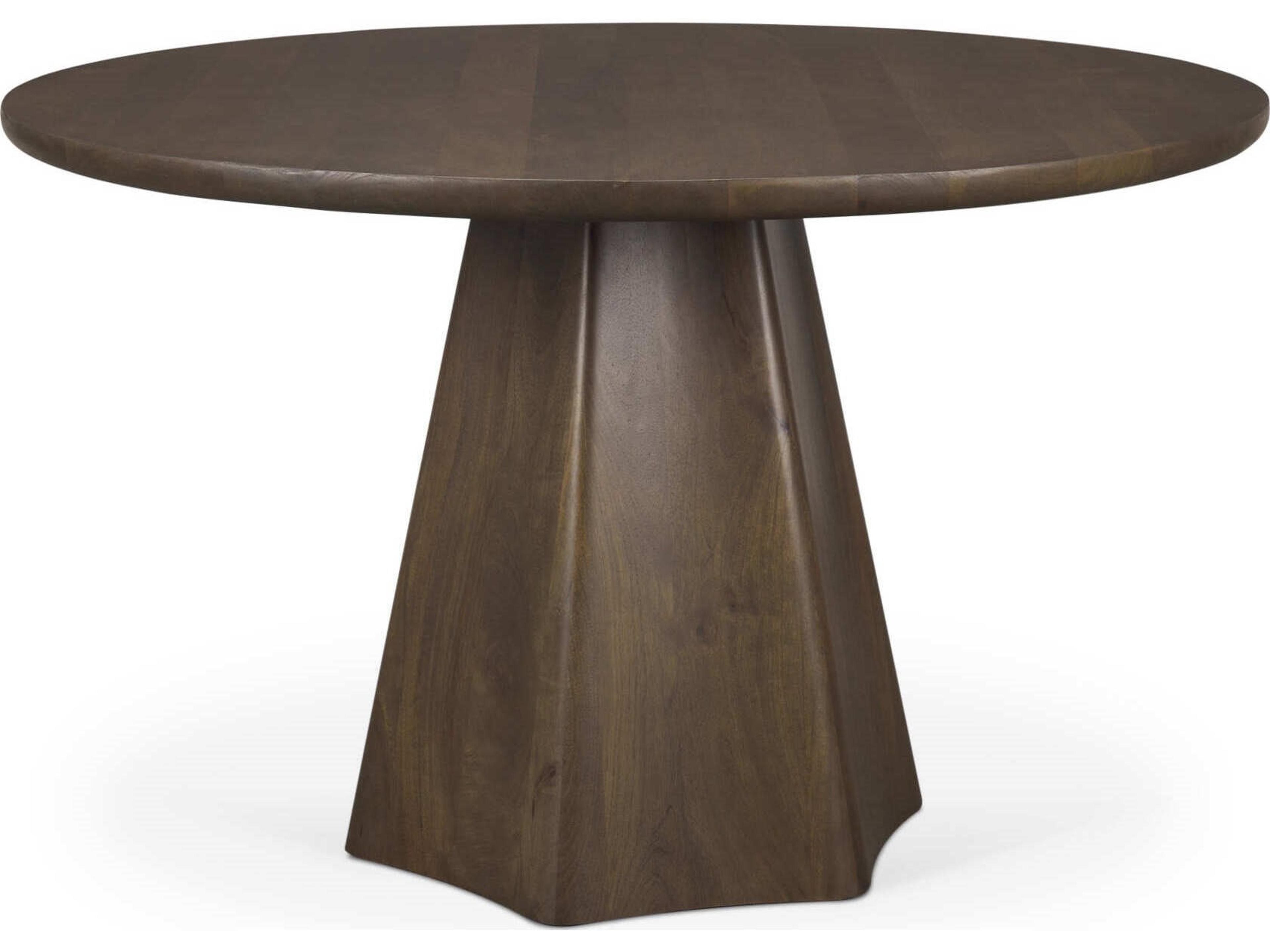 Jovani 48" Solid Dark Brown Mango Wood Round Dining Table