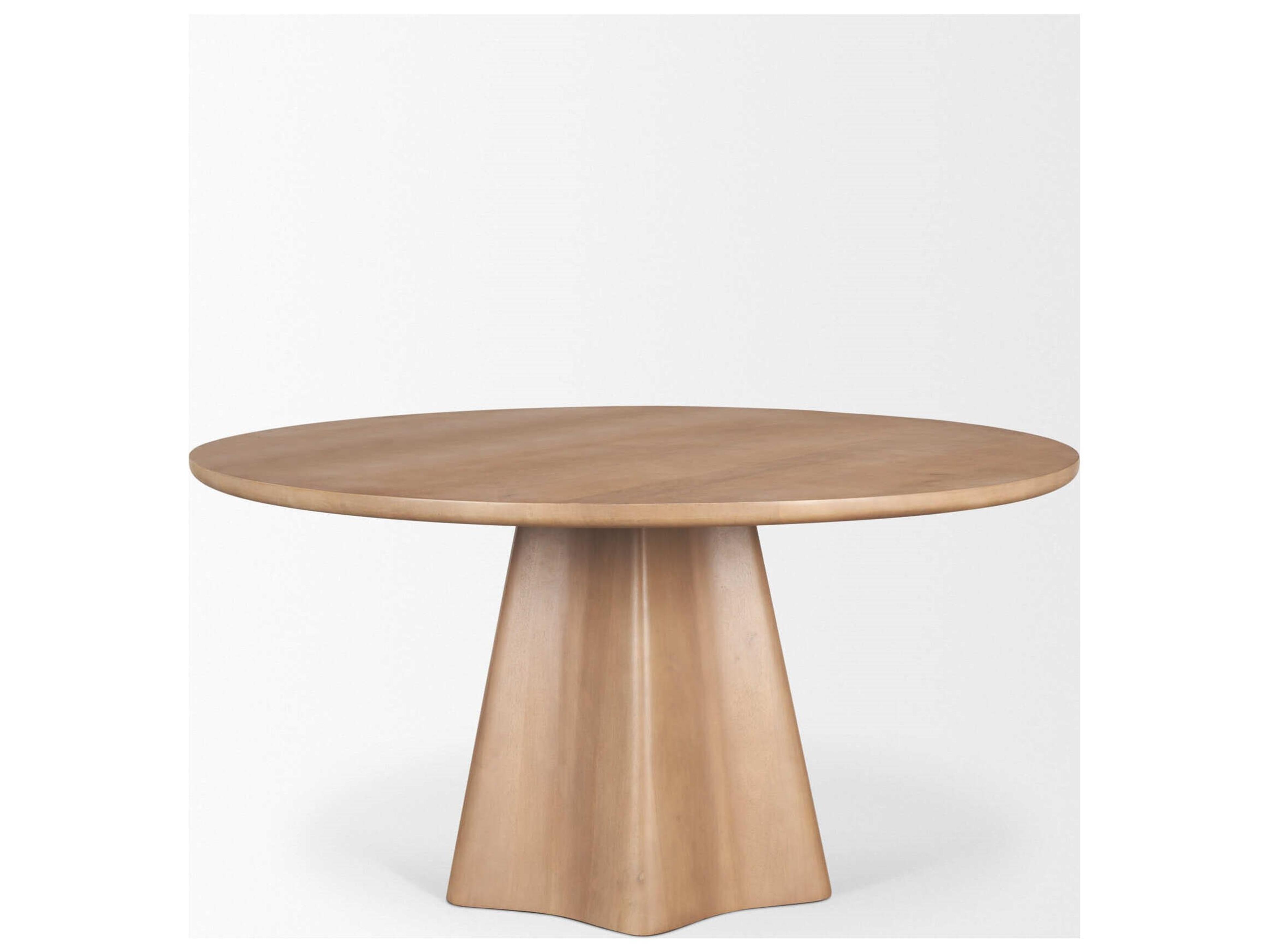 Mercana Jovani 60" Solid Light Brown Mango Wood Round Dining Table