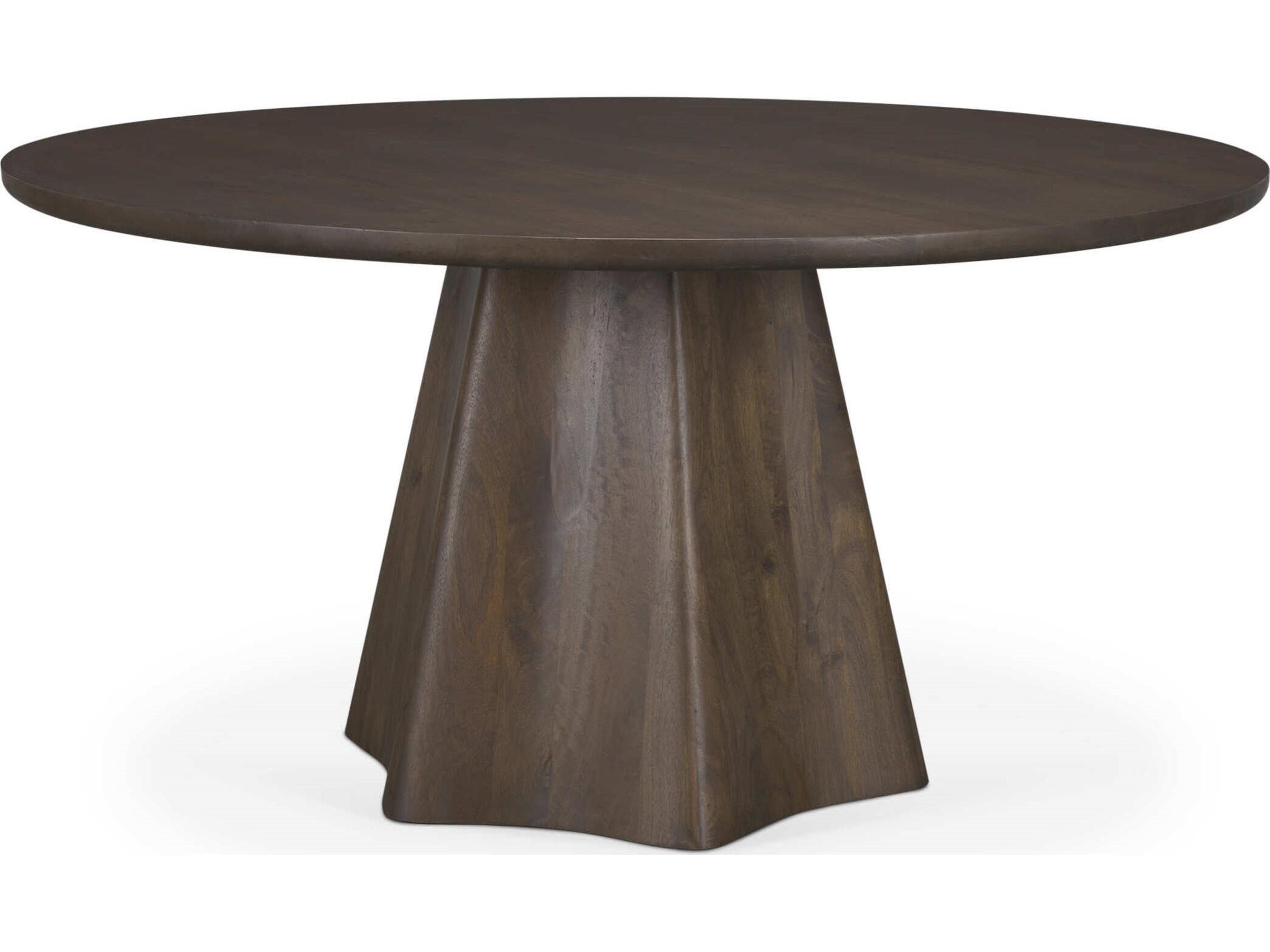 Jovani 60" Solid Dark Brown Mango Wood Round Dining Table