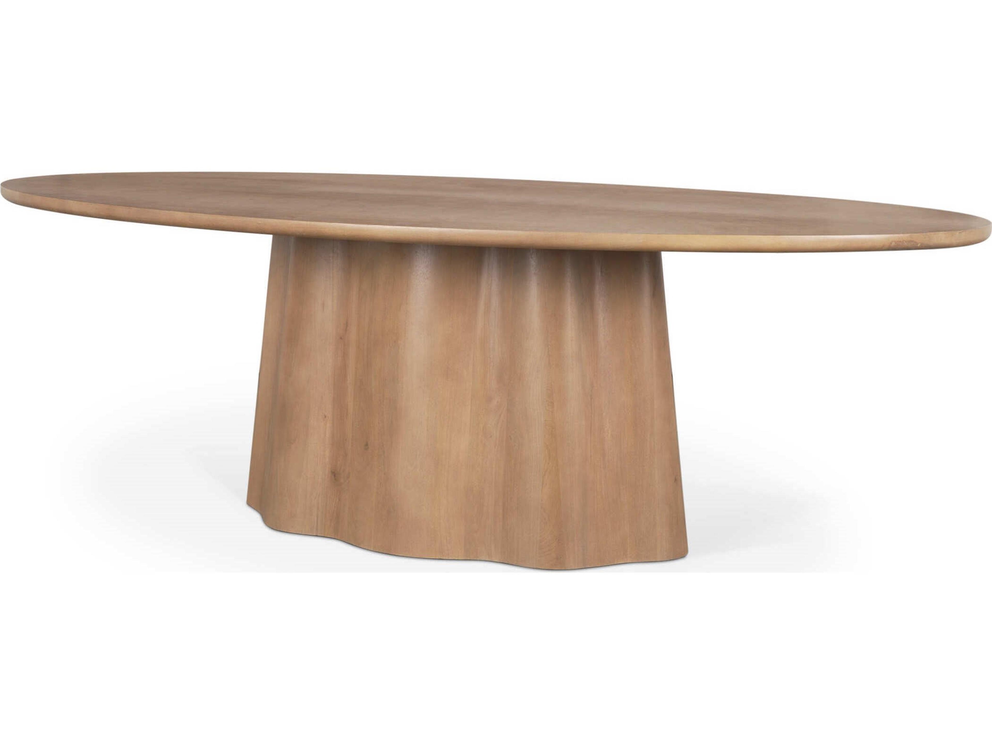 Jovani 94" Solid Light Brown Mango Wood Oval Dining Table