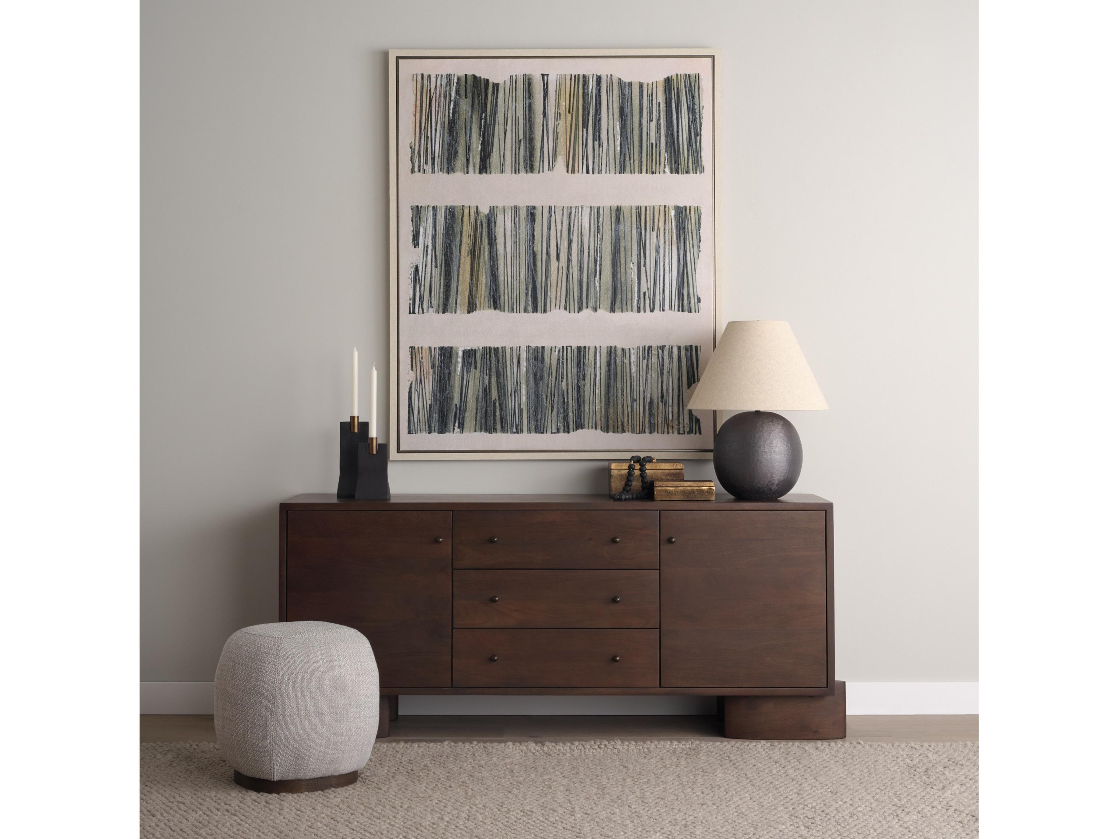 Mercana Jonan Dark Brown Wood w/ Dark Aged Brass 2 Door 3 Drawer Sideboard