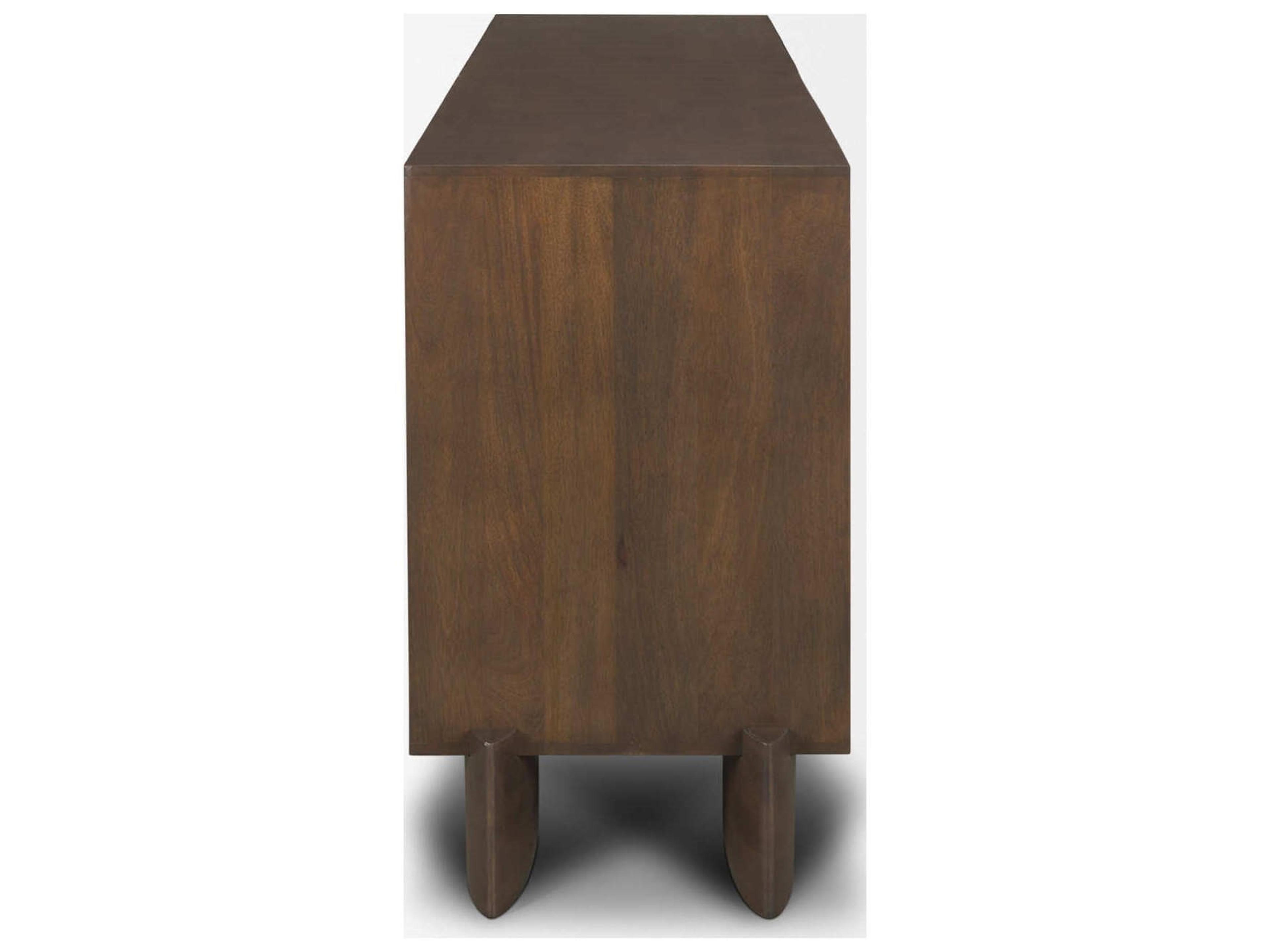 Mercana Jonan Dark Brown Wood w/ Dark Aged Brass 2 Door 3 Drawer Sideboard