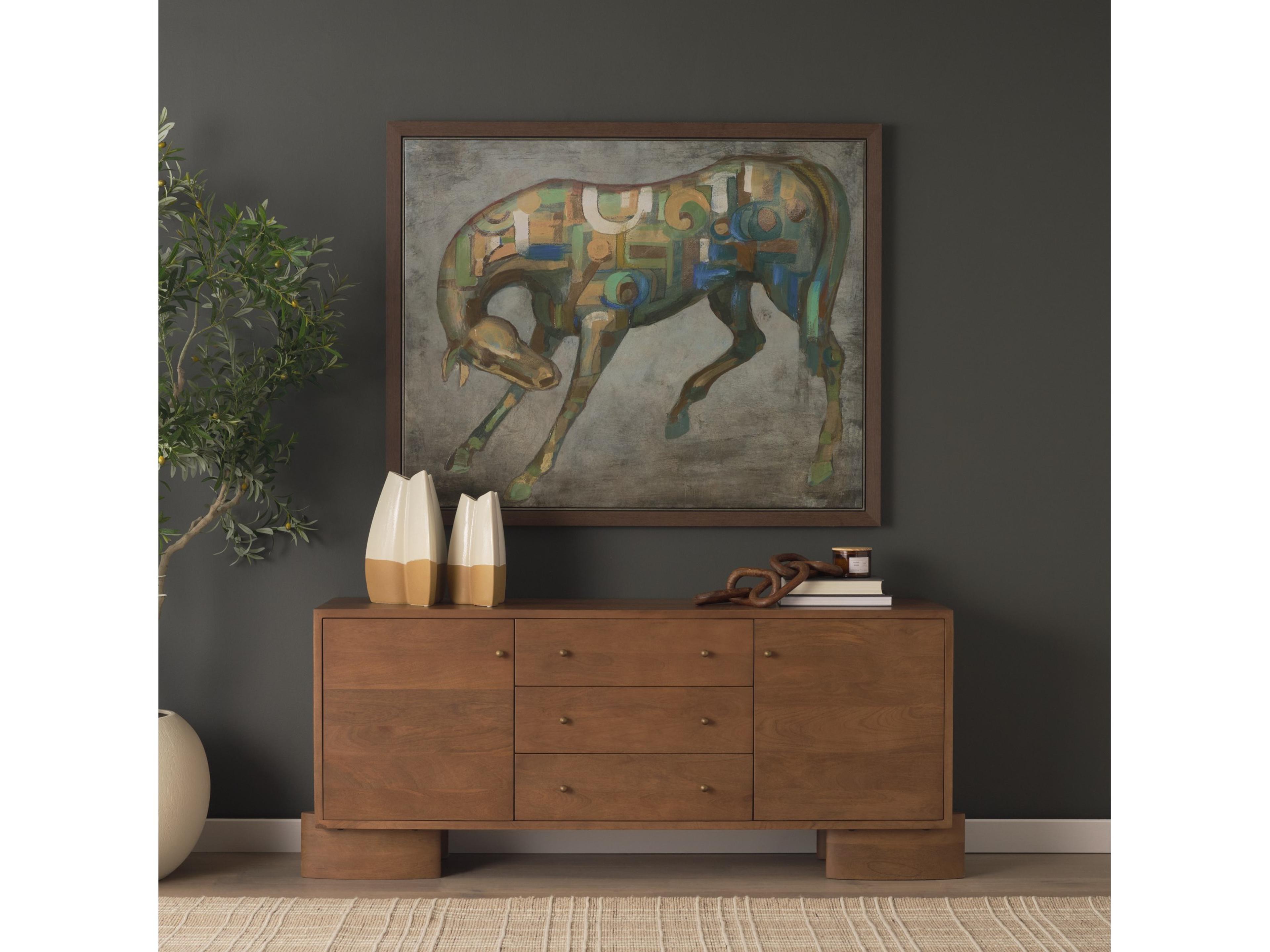 Mercana Jonan Medium Brown Wood w/ Dark Aged Brass 2 Door 3 Drawer Sideboard