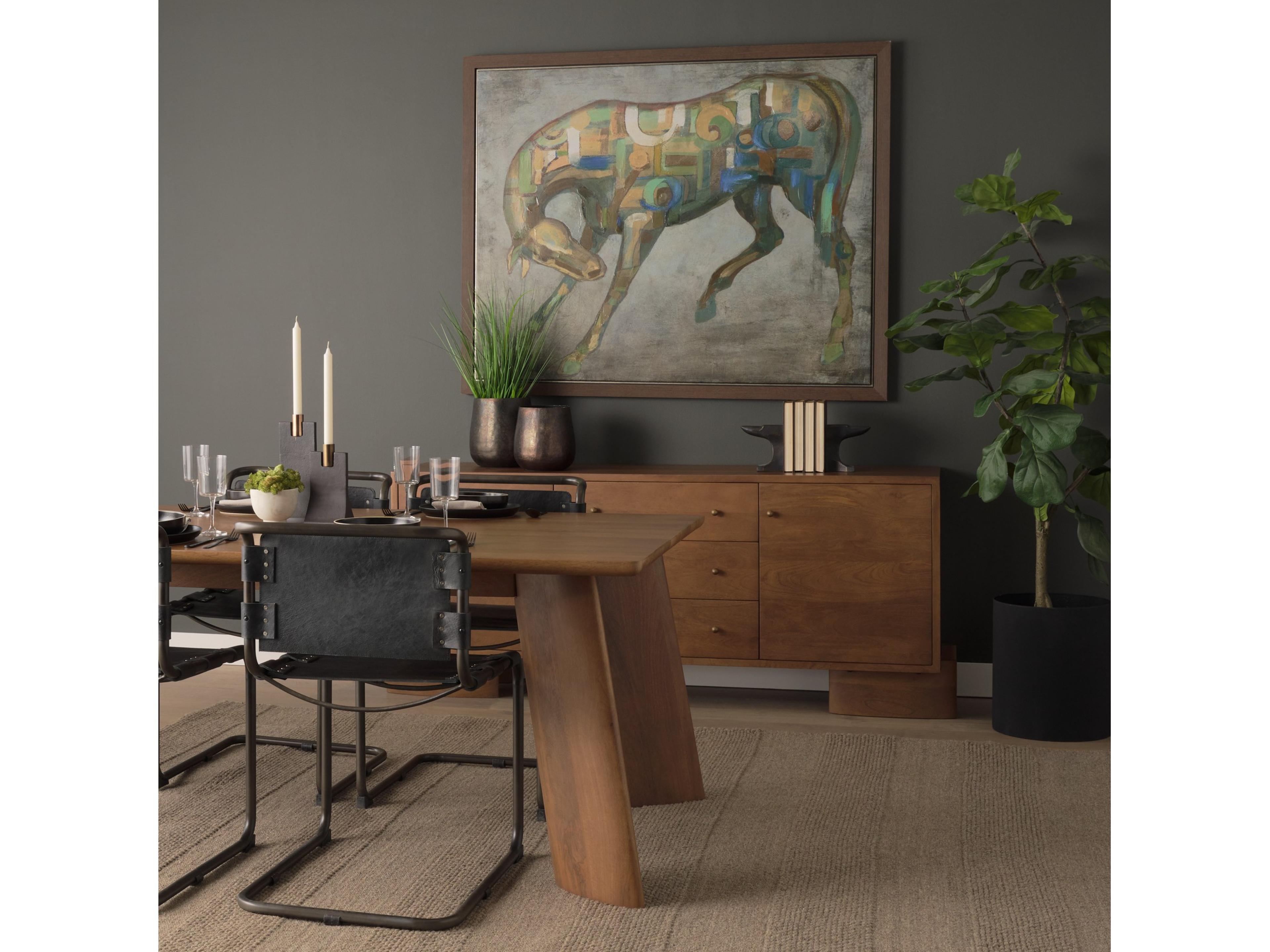 Mercana Jonan Medium Brown Wood w/ Dark Aged Brass 2 Door 3 Drawer Sideboard