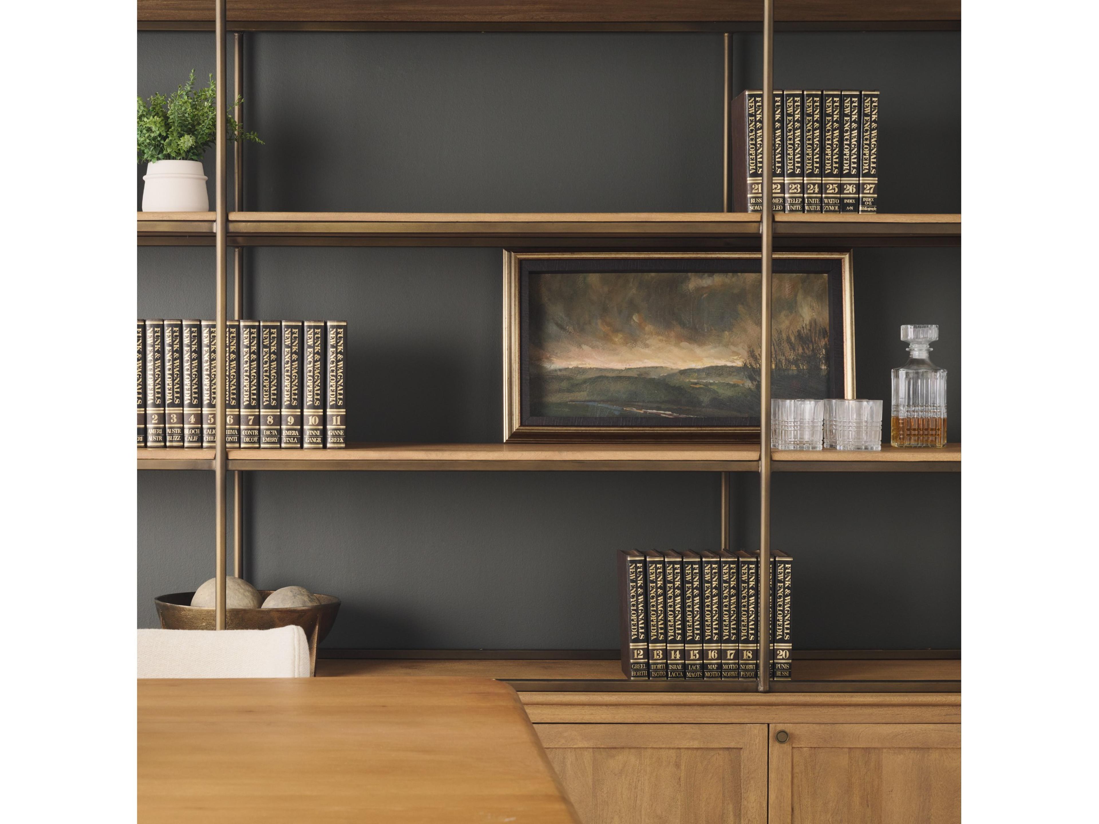 Mercana Baron 4-Door Light Brown Wood w/ Gunmetal Open Shelving Unit