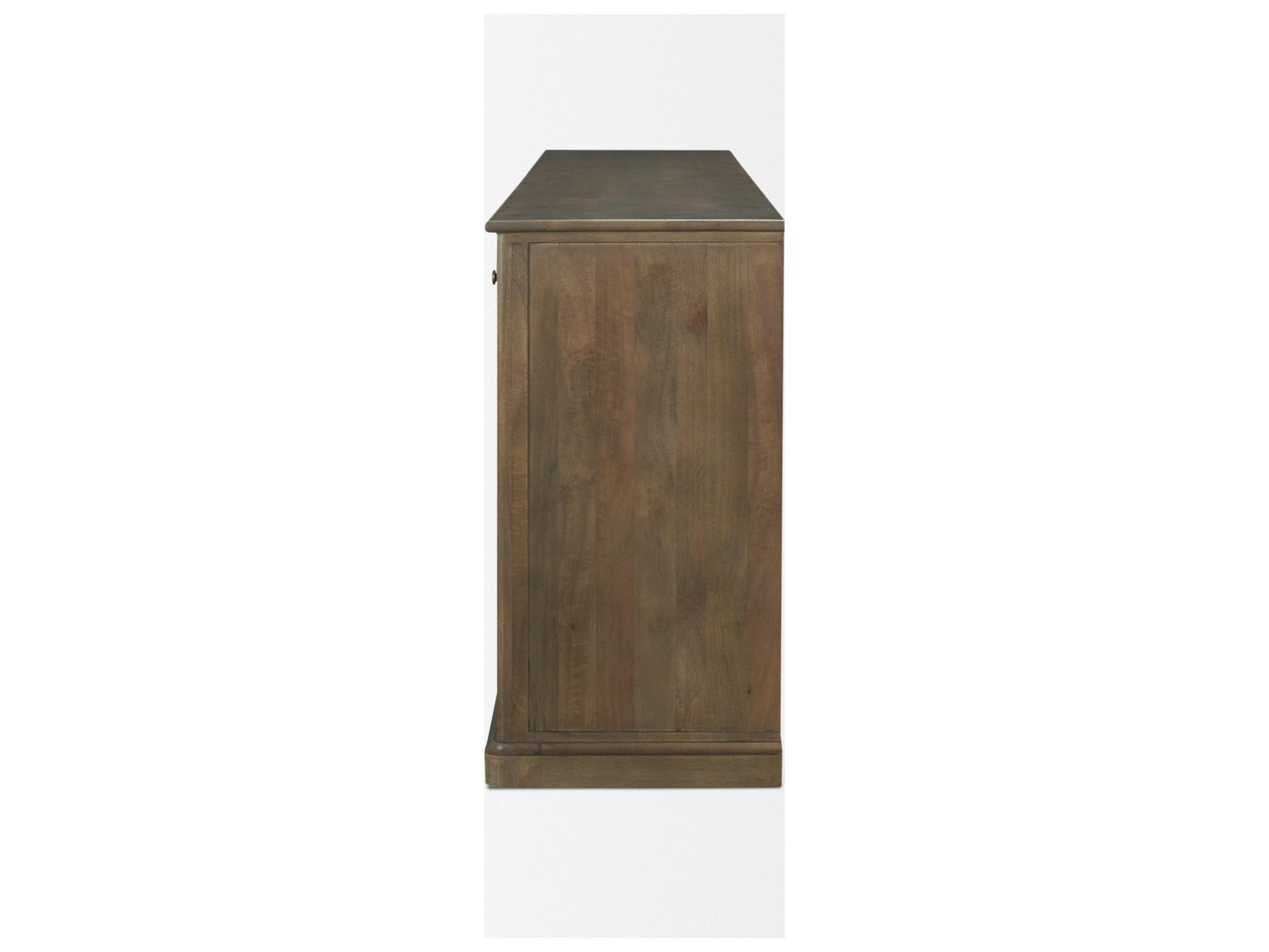 Mercana Baron Dark Brown Solid Wood w/ Antiqued Aged Brass Knobs 3-Drawer 6-Door Sideboard