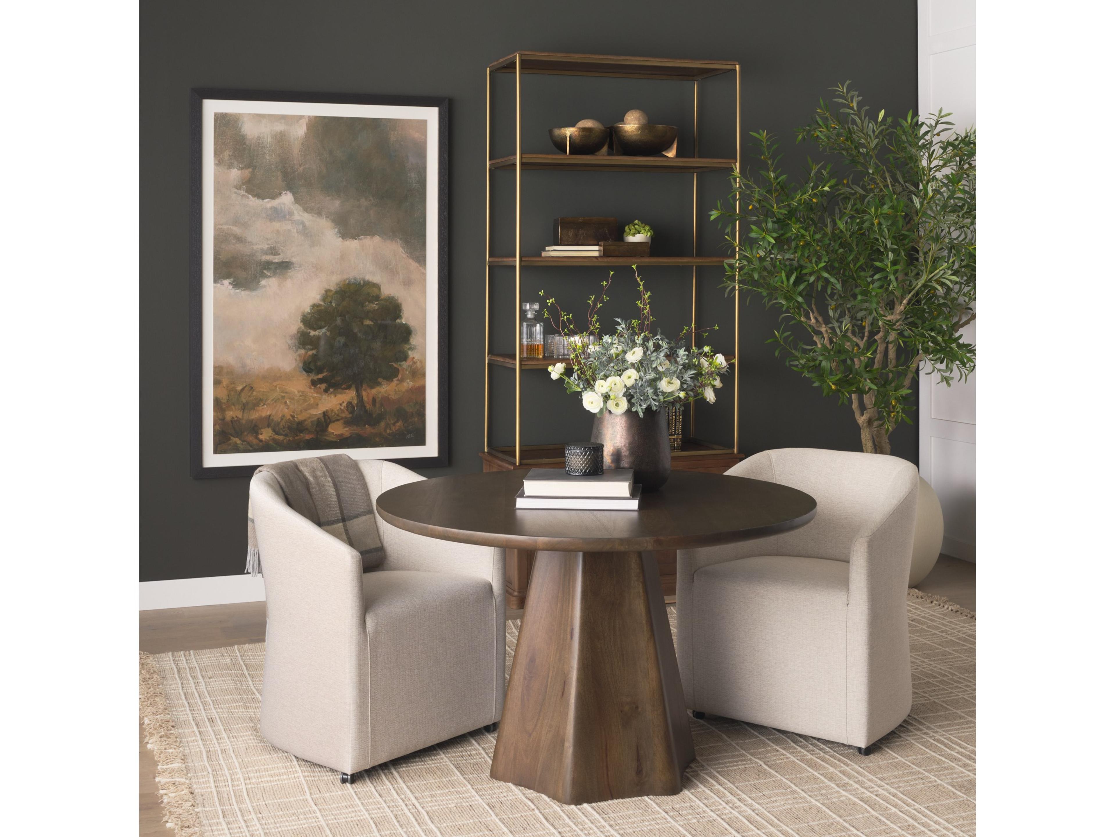 Mercana Baron Dark Brown Wood w/ Antiqued Aged Brass Metal 2-Door Open Shelving Unit